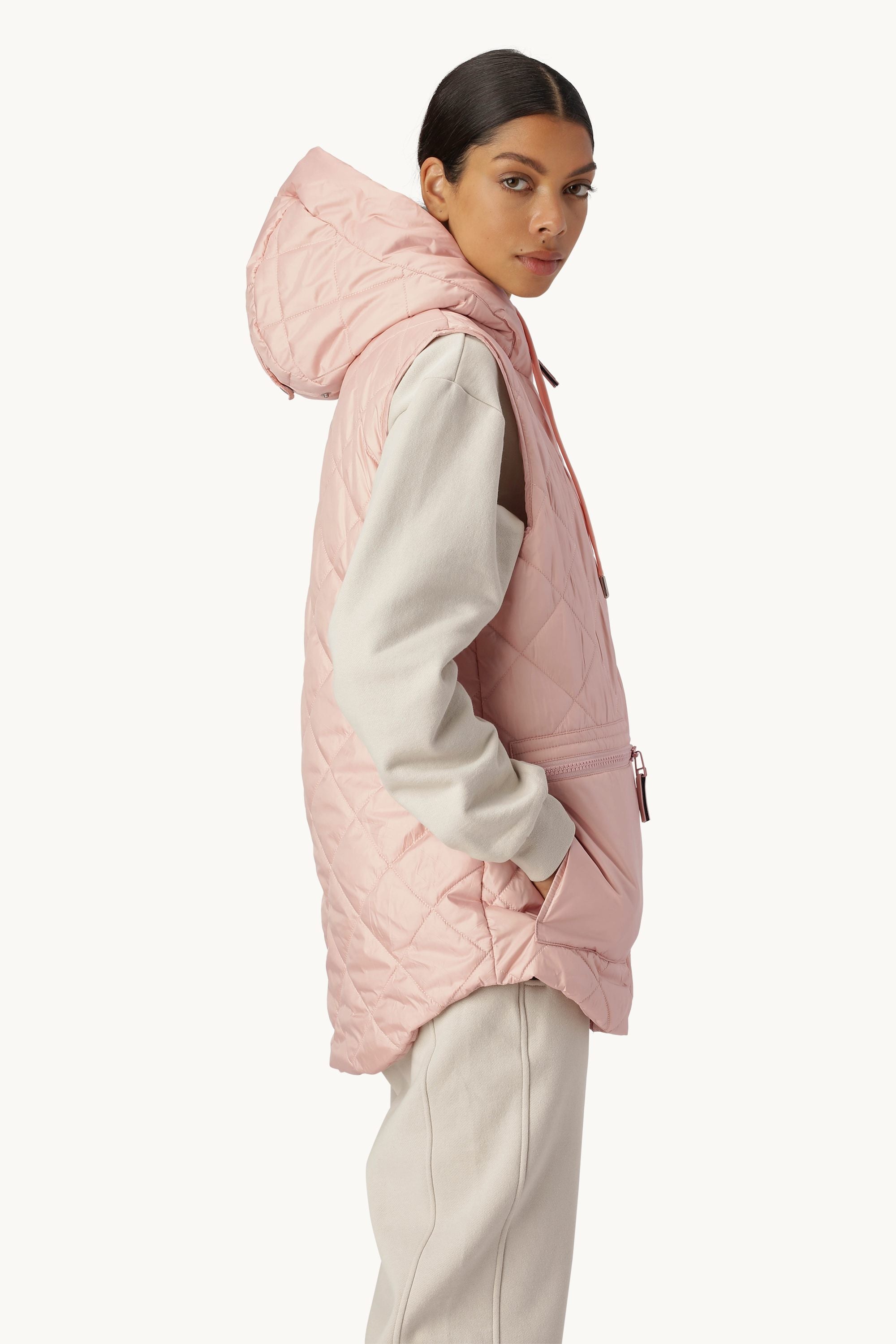 Padded Short Vest - Pale Pink
