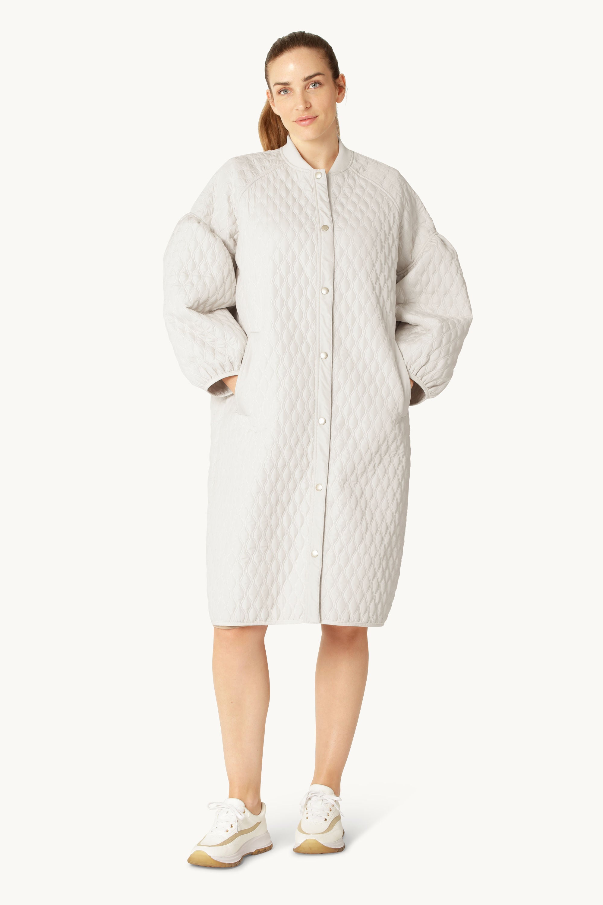 Long Quilt Jacket - Milk Creme