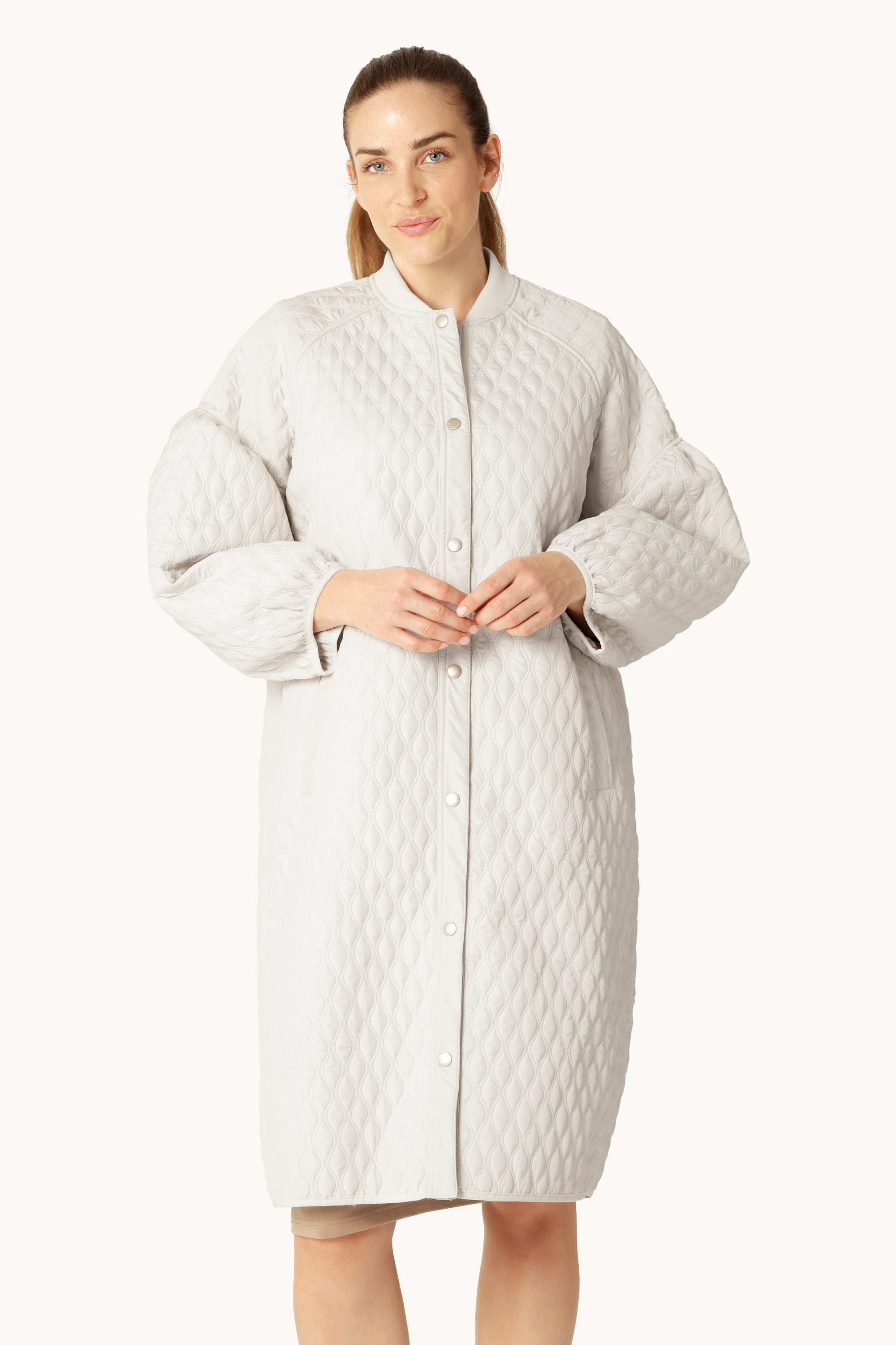 Long Quilt Jacket - Milk Creme