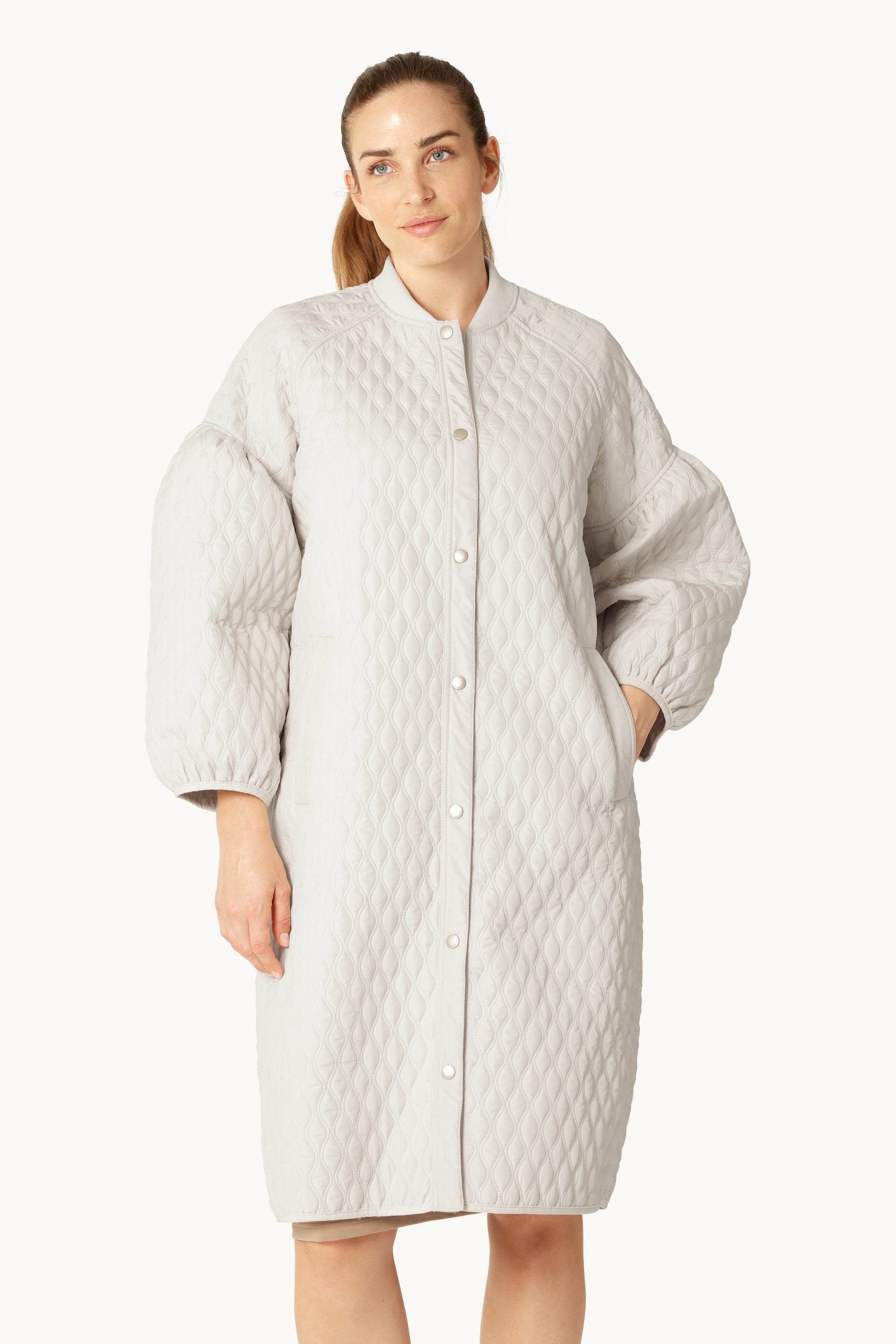 Long Quilt Jacket - Milk Creme
