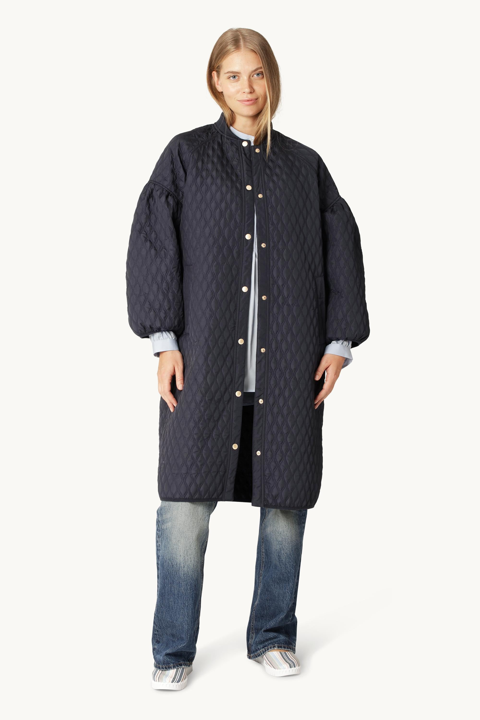 Long Quilt Jacket - Dark Indigo