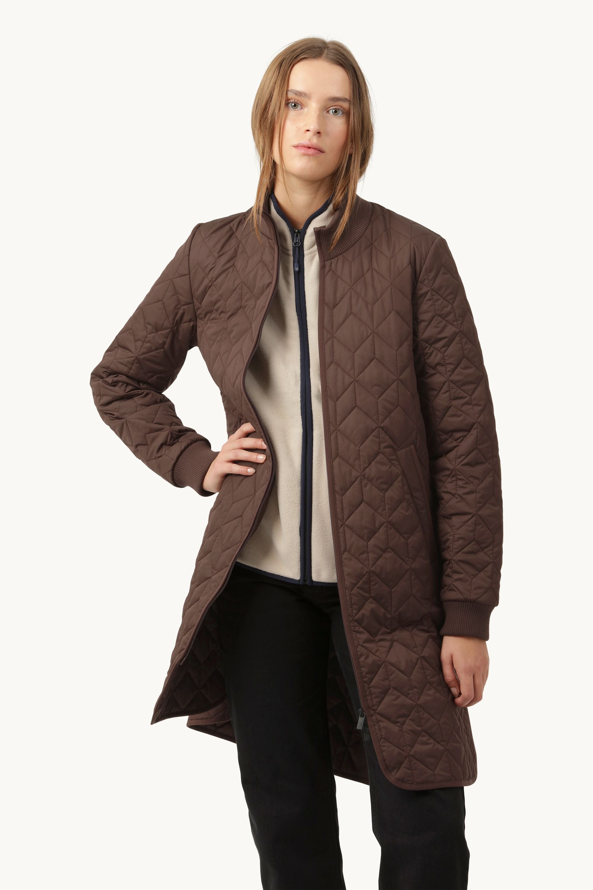 Chaqueta Larga Acolchada - Ebony