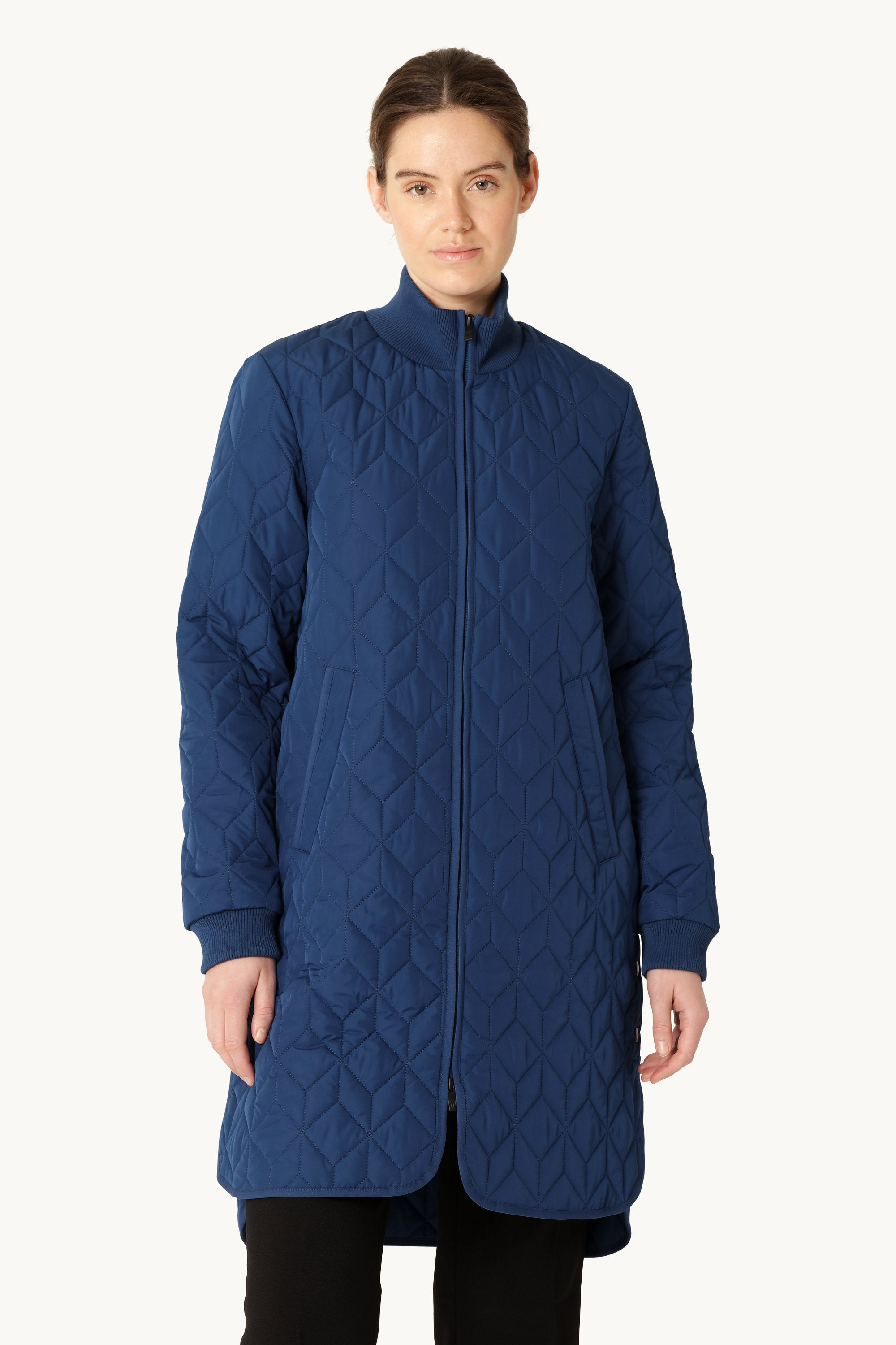 Long Padded Quilt Jacket - Estate Blue