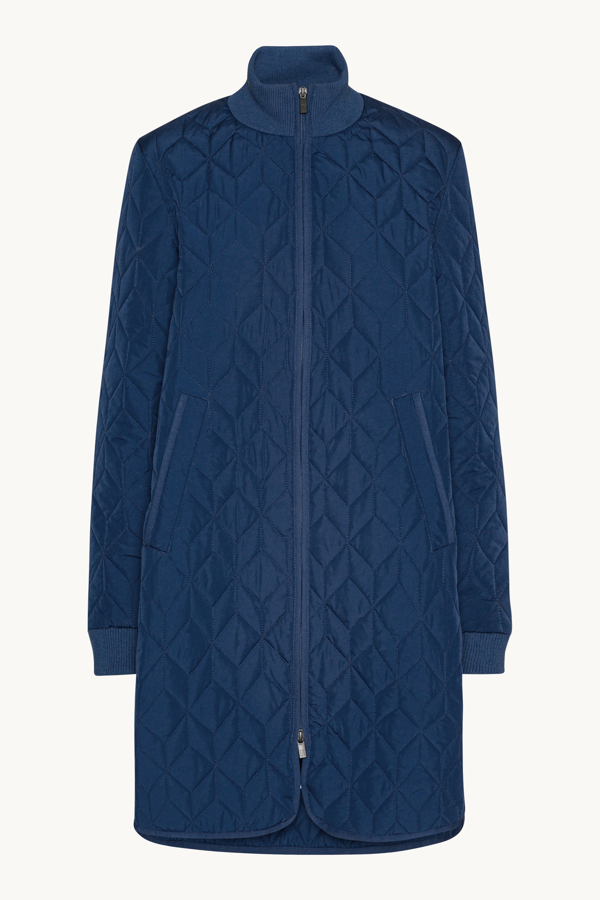 Long Padded Quilt Jacket - Estate Blue