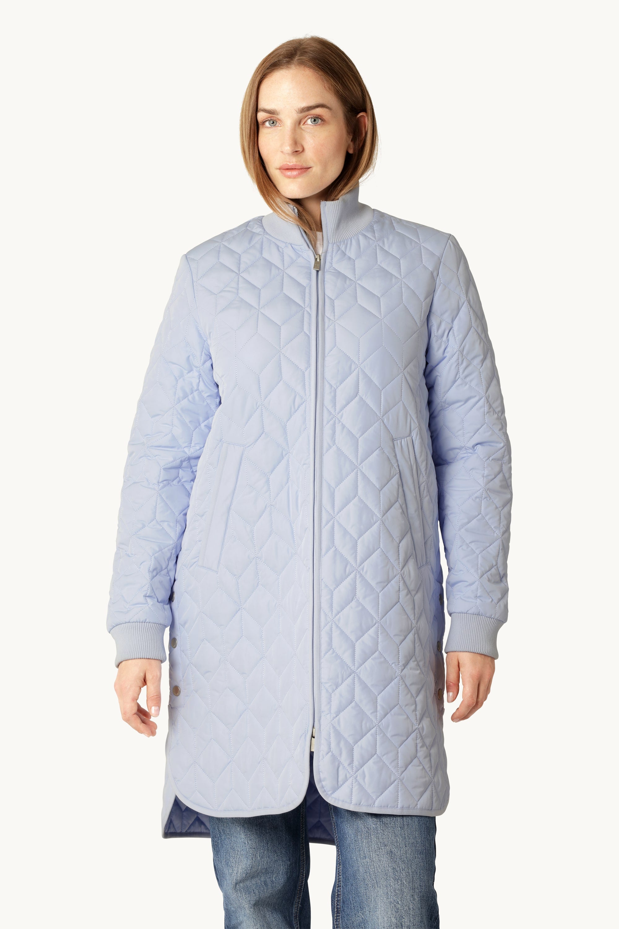 Long Padded Quilt Jacket - Heather