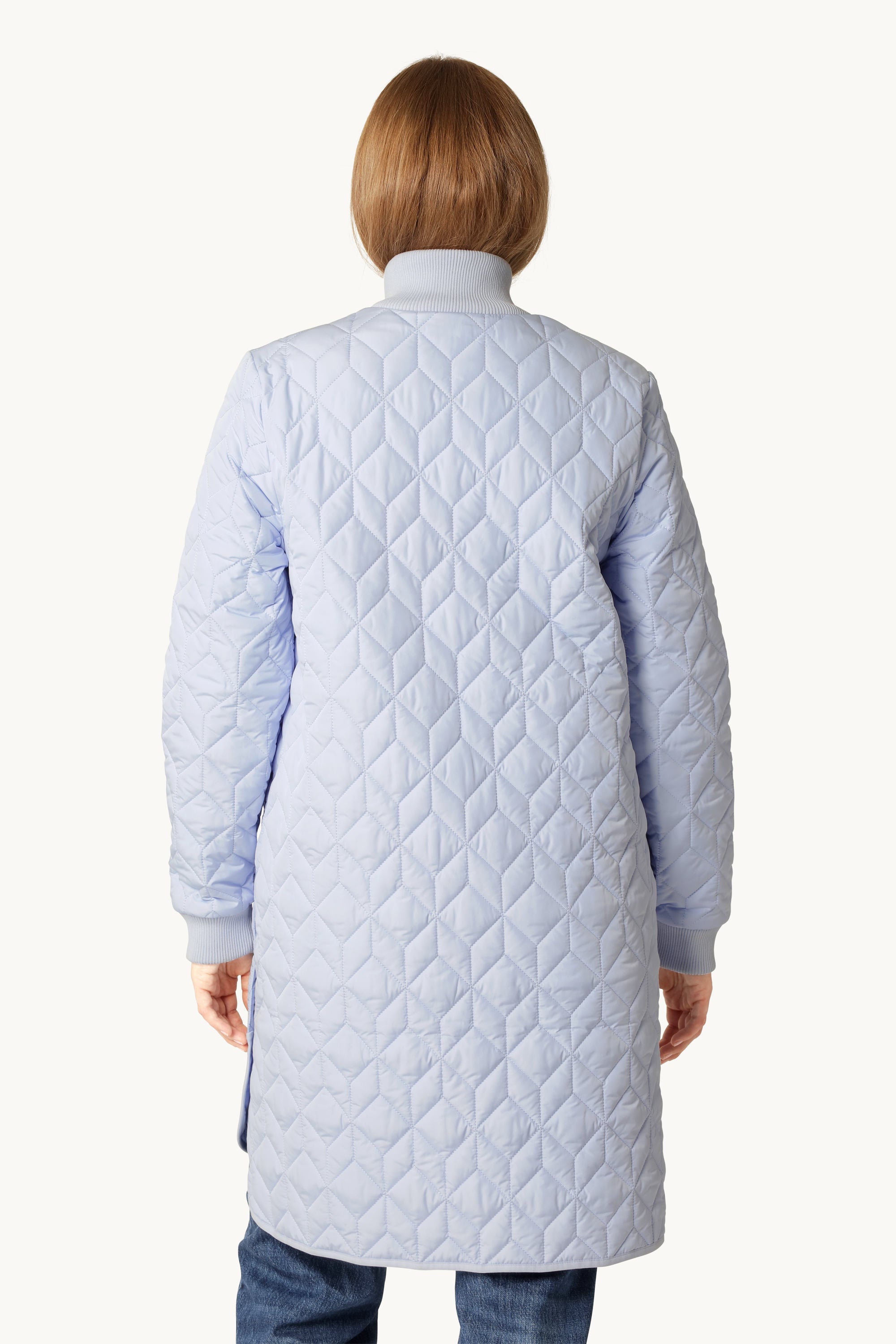 Long Padded Quilt Jacket - Heather