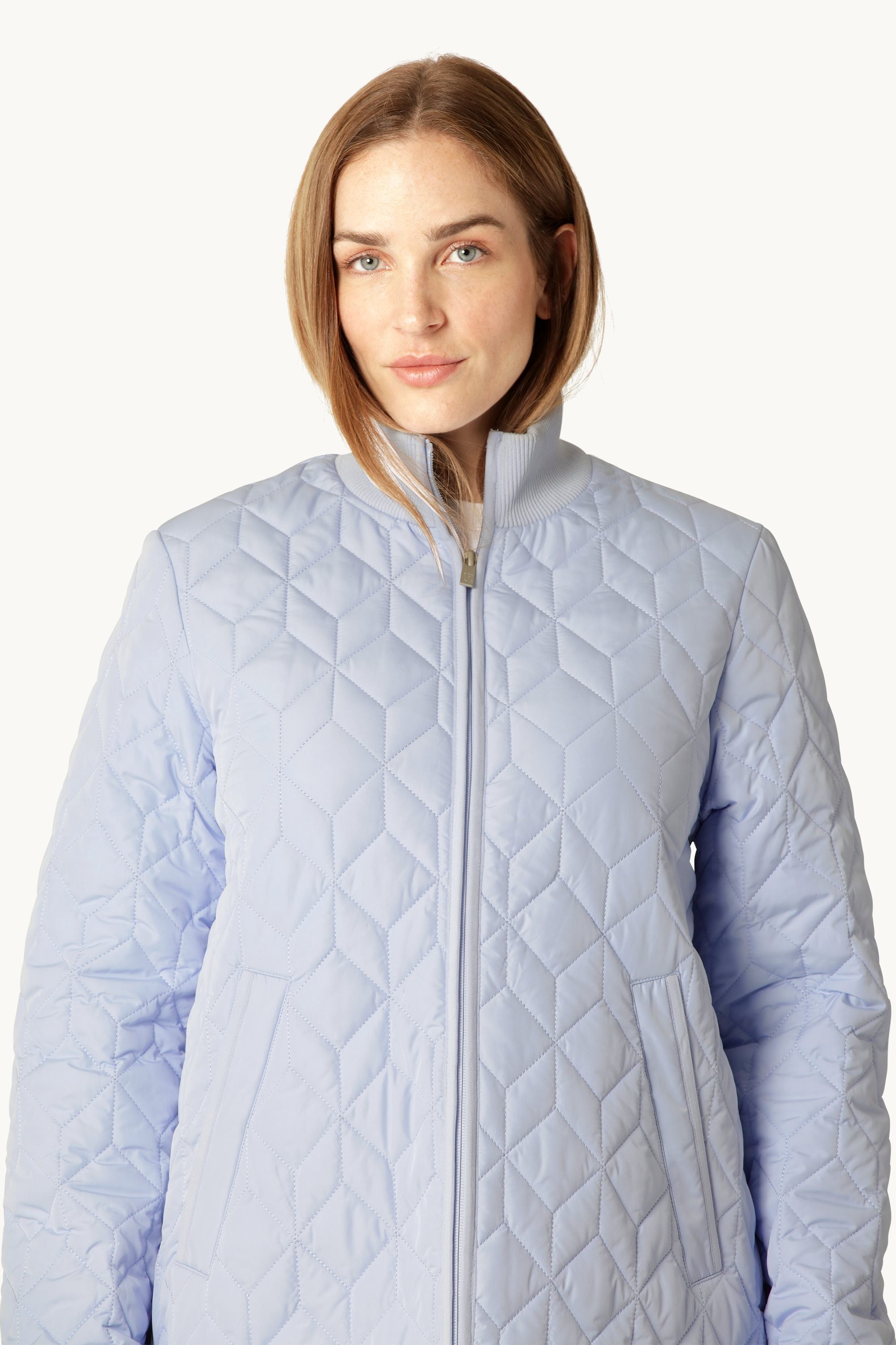 Long Padded Quilt Jacket - Heather