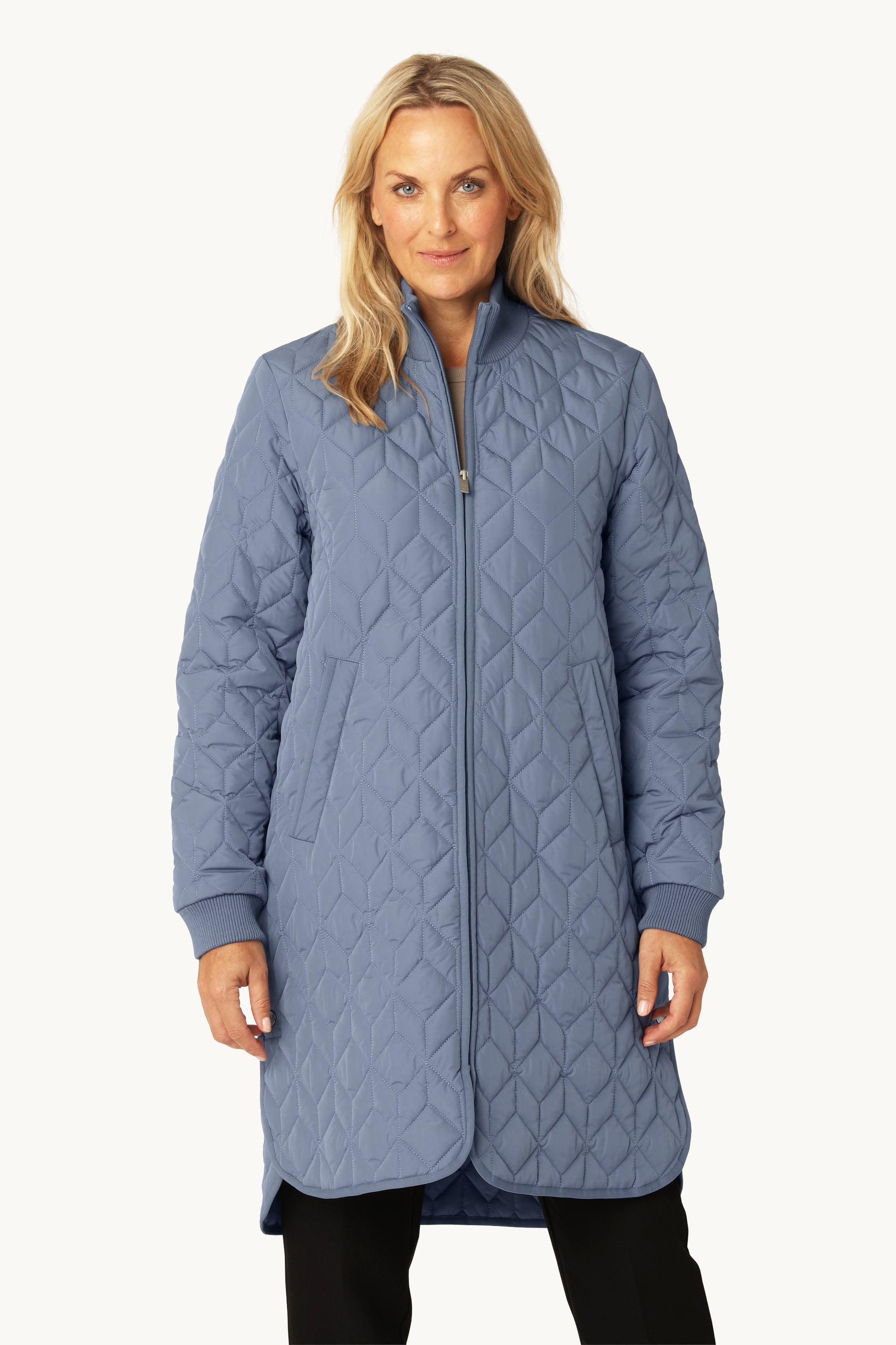 Chaqueta Larga Acolchada - Grey Blue
