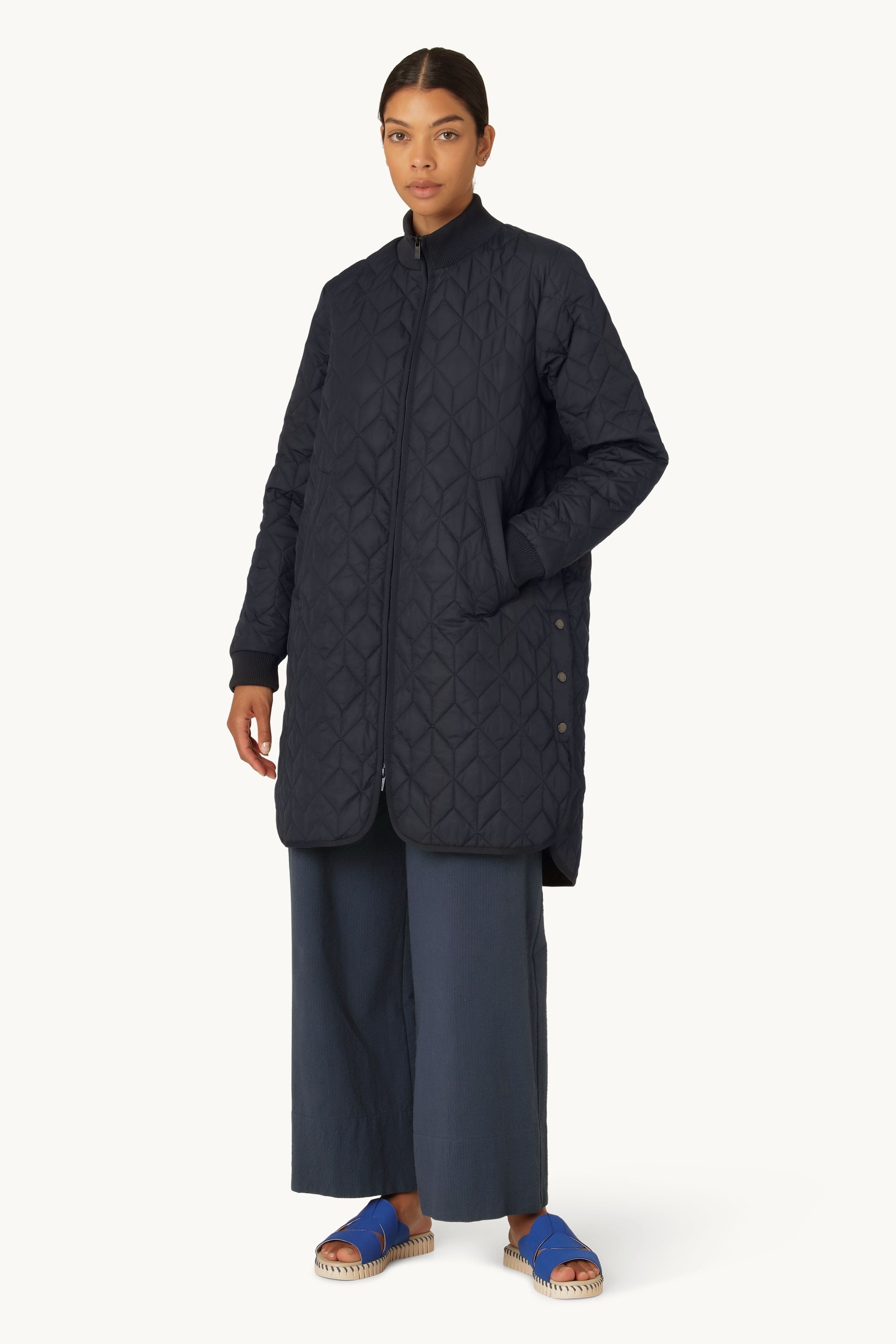 Chaqueta Larga Acolchada - Dark Indigo