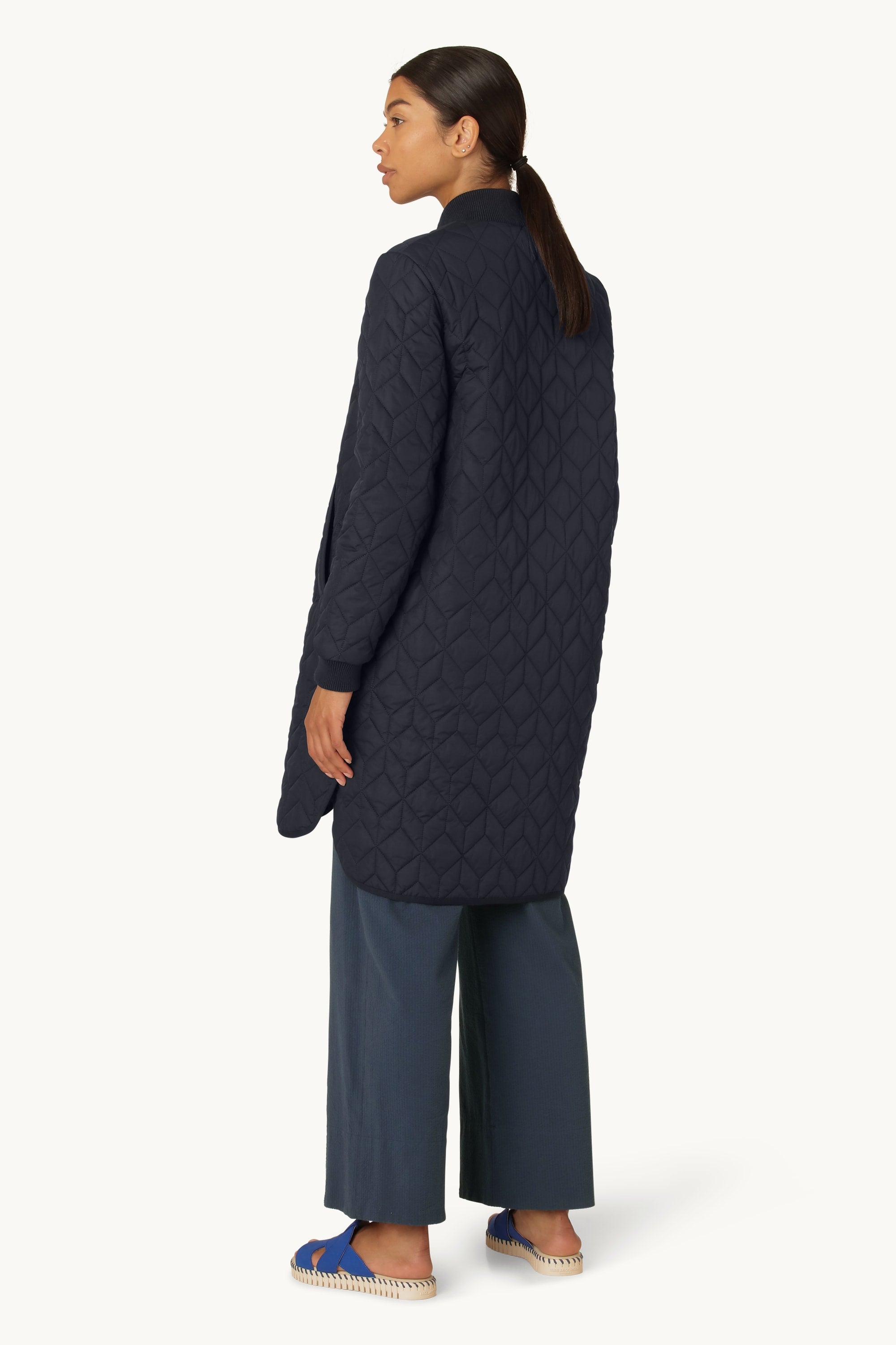 Chaqueta Larga Acolchada - Dark Indigo