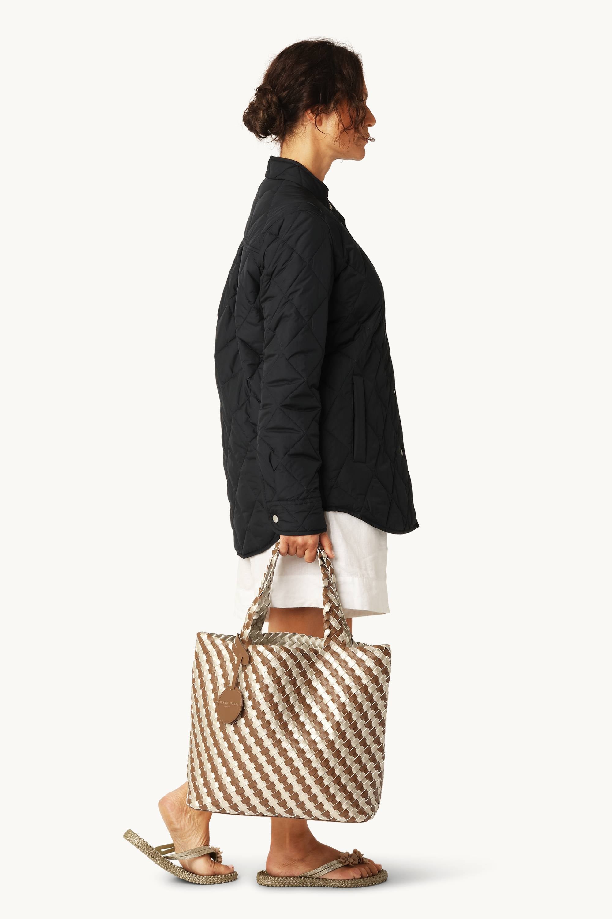 Tote Bag Trenzado - Goldy Sand Dollar Metallic