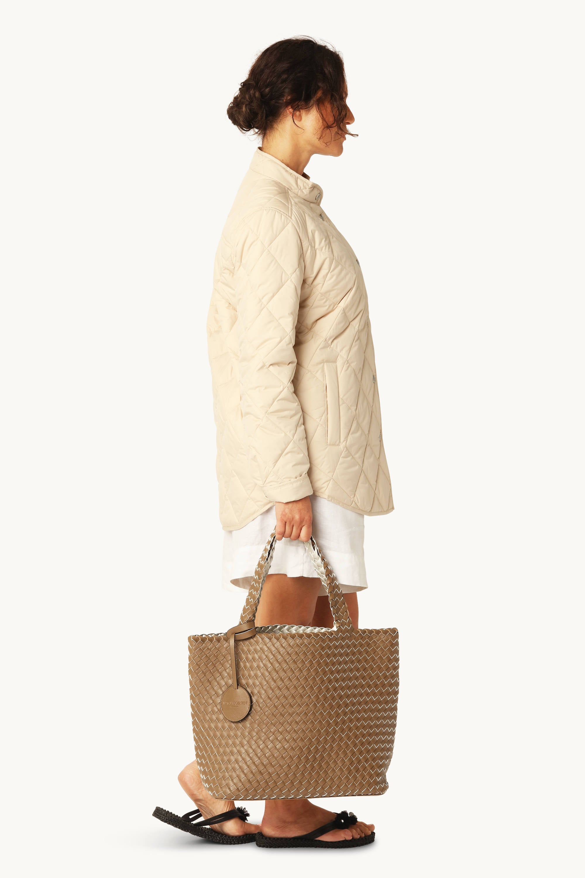 Tote Bag Trenzado - Goldy Sand Dollar Metallic