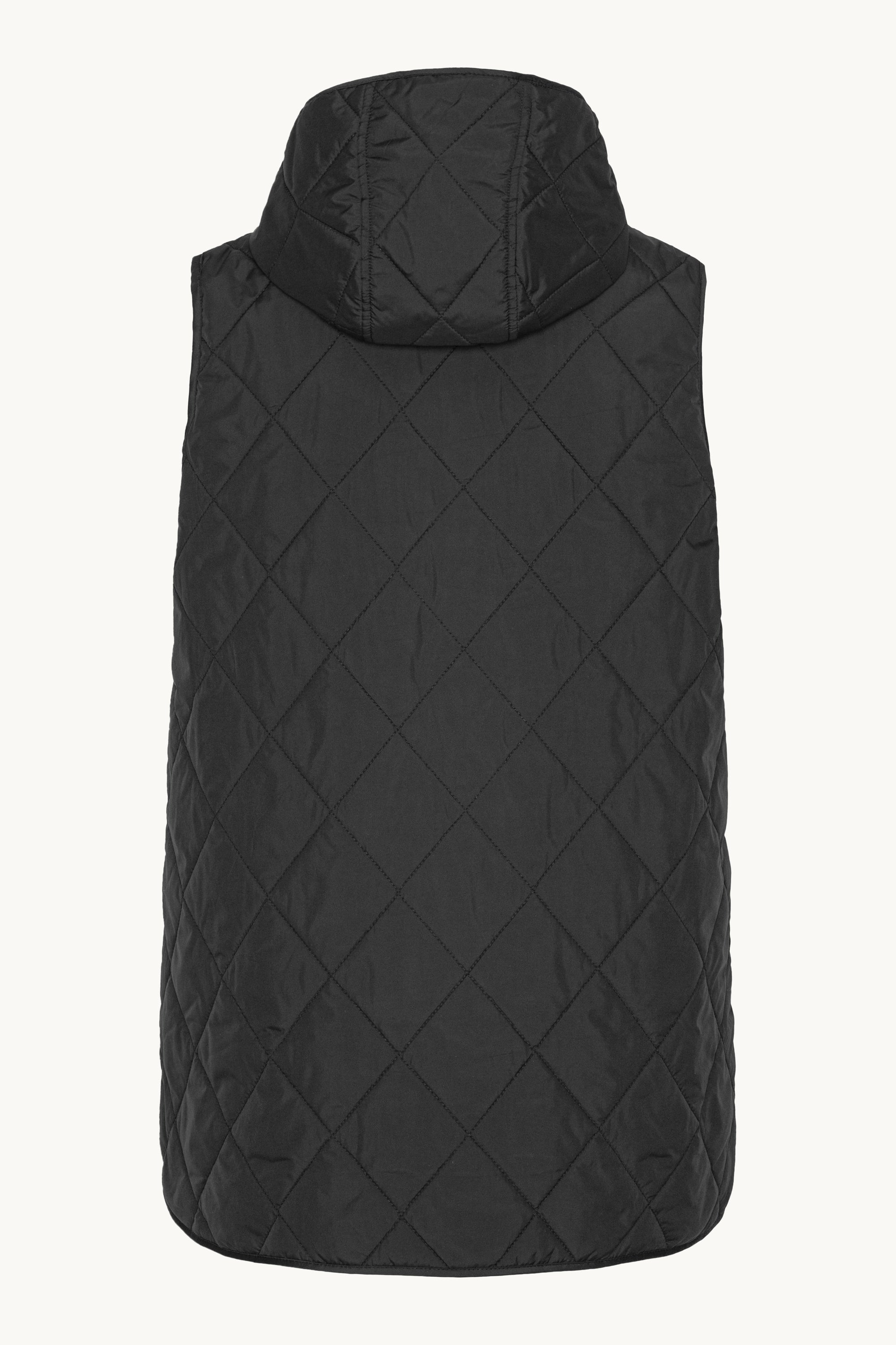Quilted Long Vest - Black