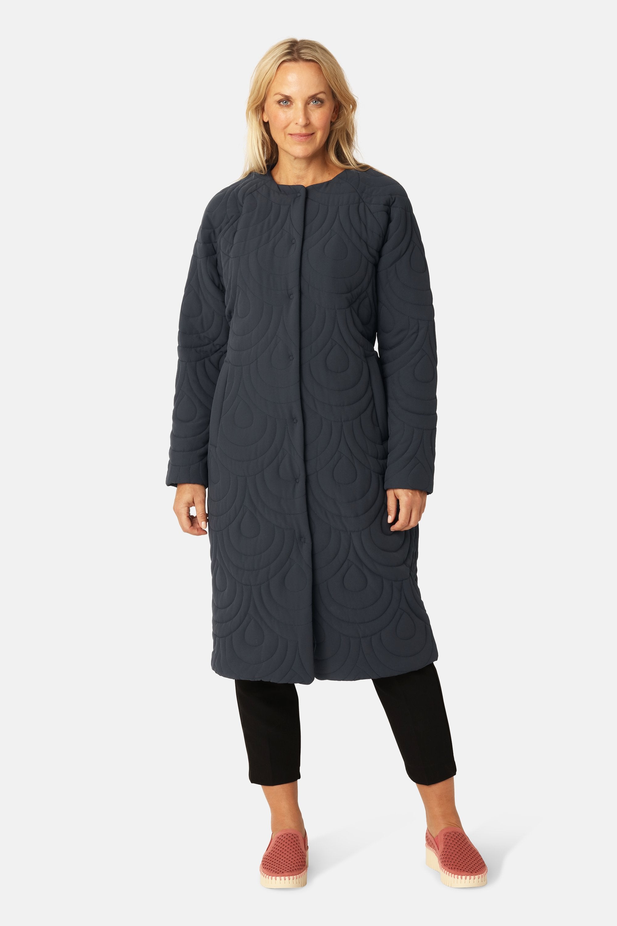 Long Quilted Jacket - Dark Indigo