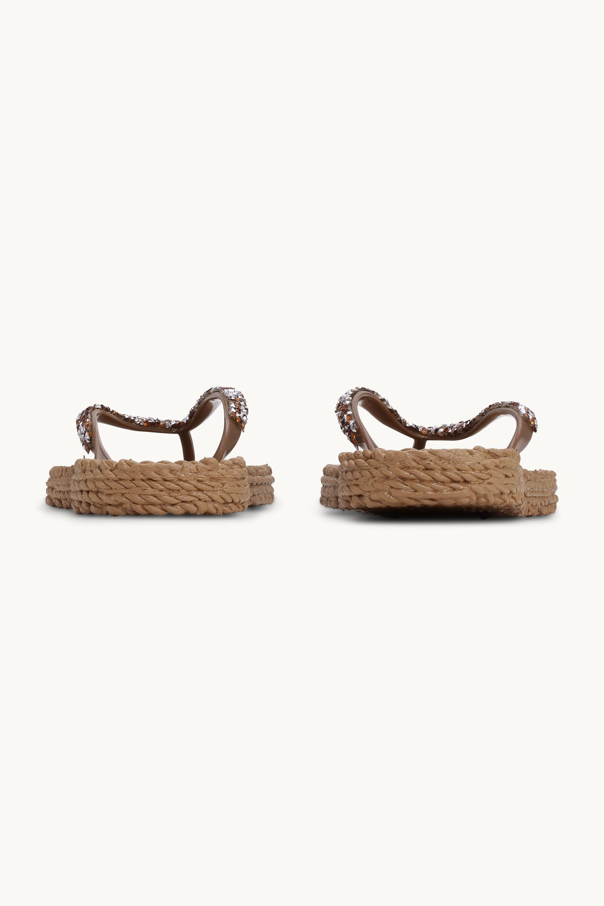 Flip Flops With Rhinestones - Mocca