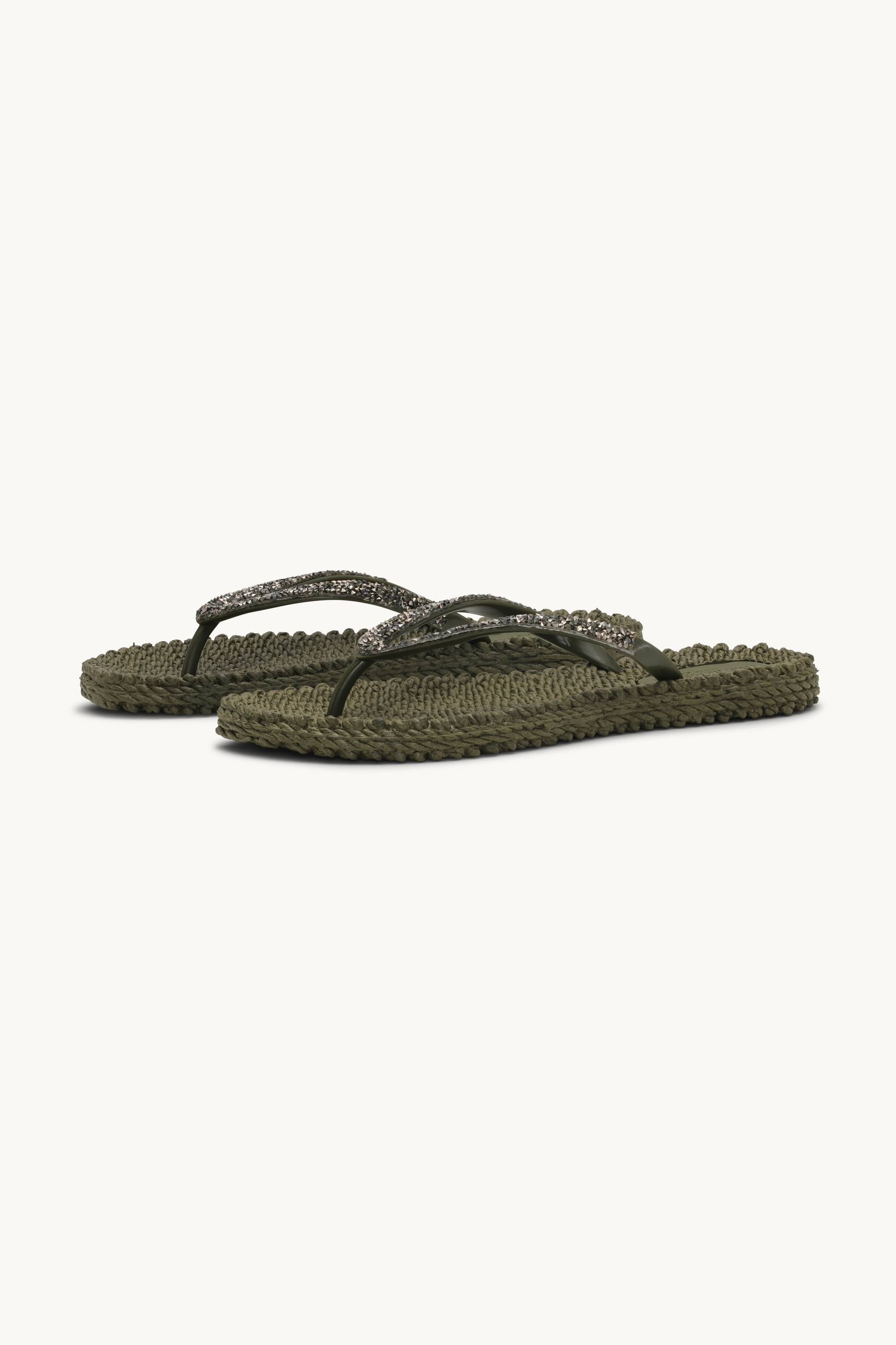 Flip Flops With Rhinestones - Army
