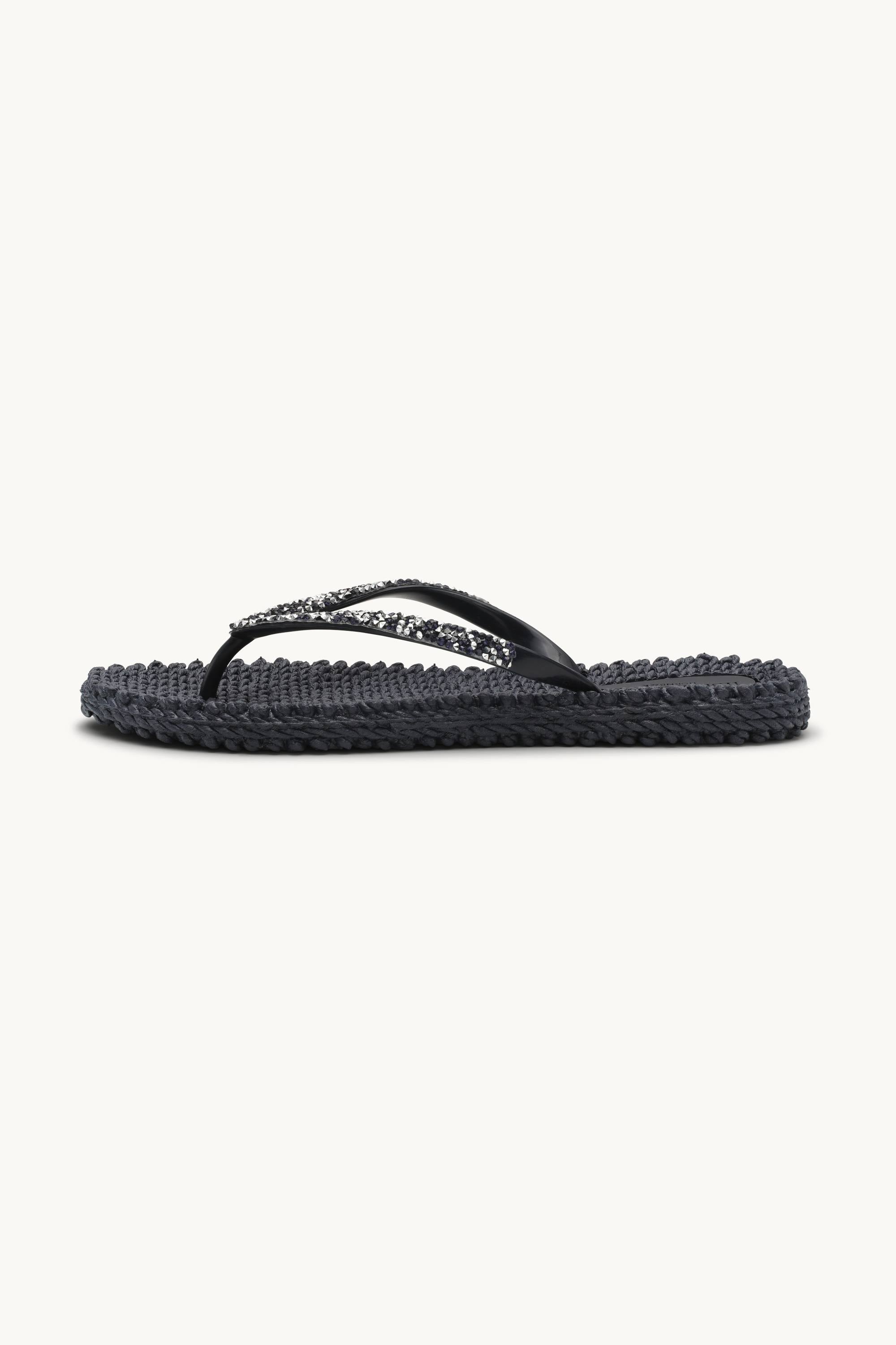 Flip Flops With Rhinestones - Dark Indigo