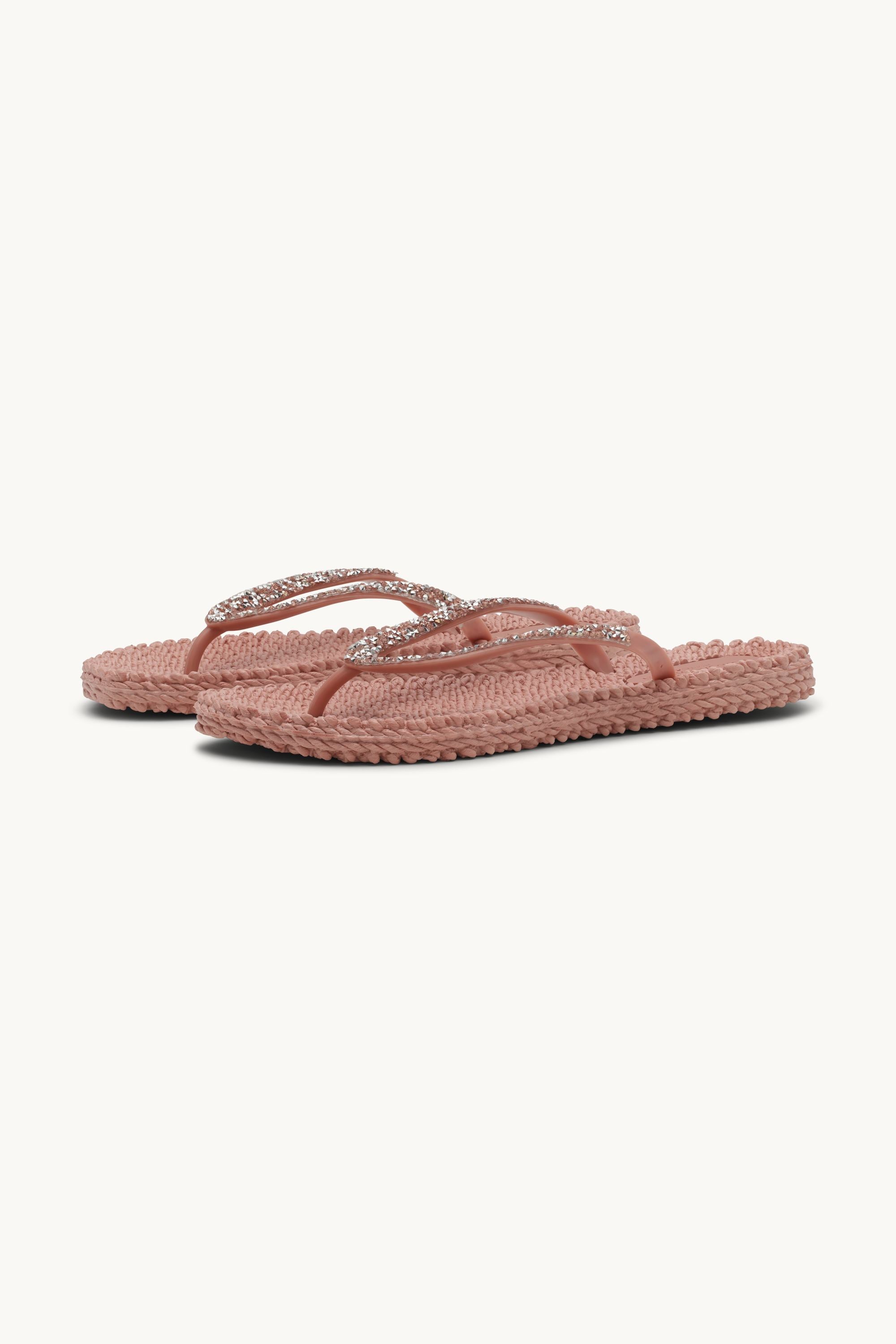 Flip Flops With Rhinestones - Misty Rose