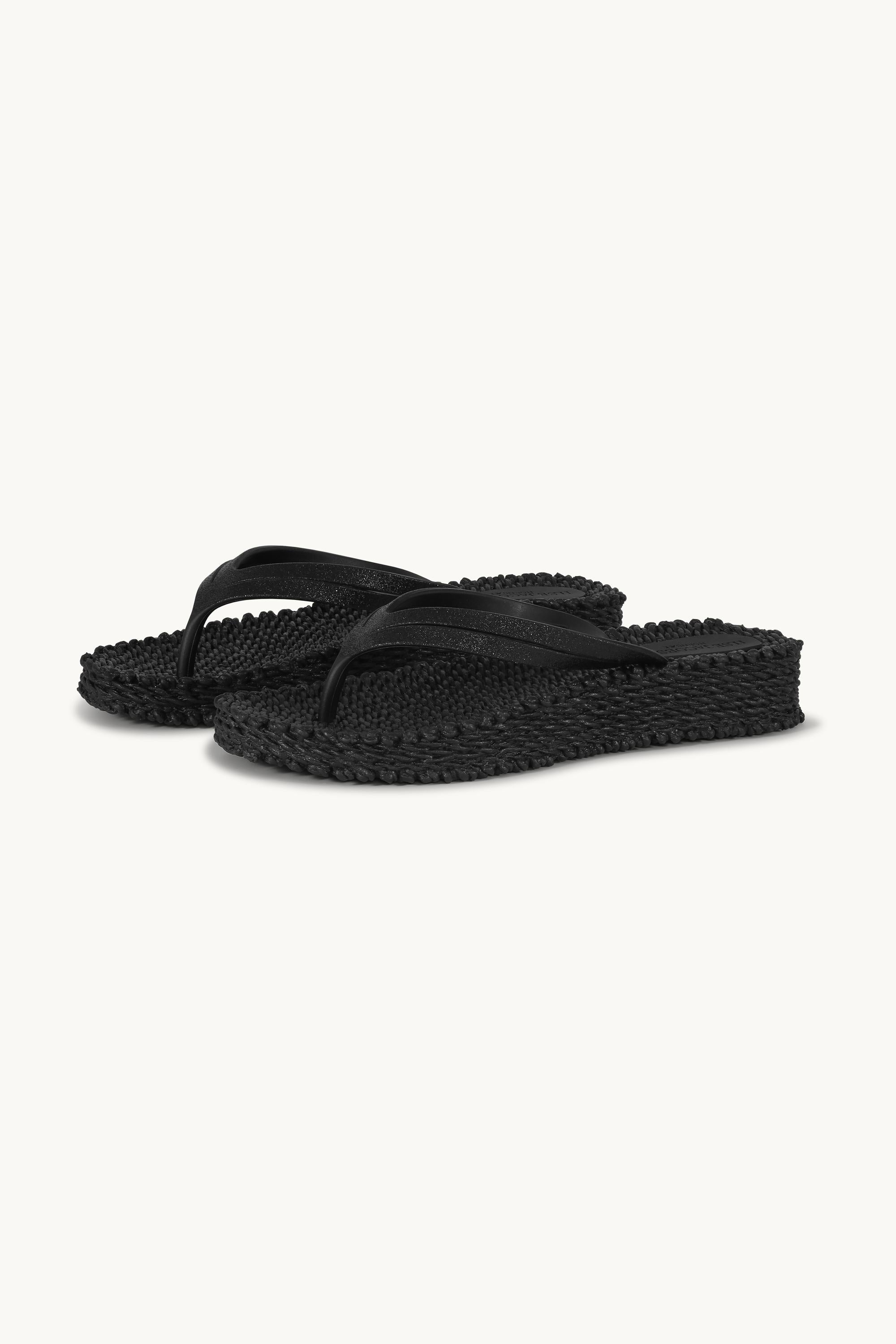 Chanclas con Plataforma Brillantes - Black