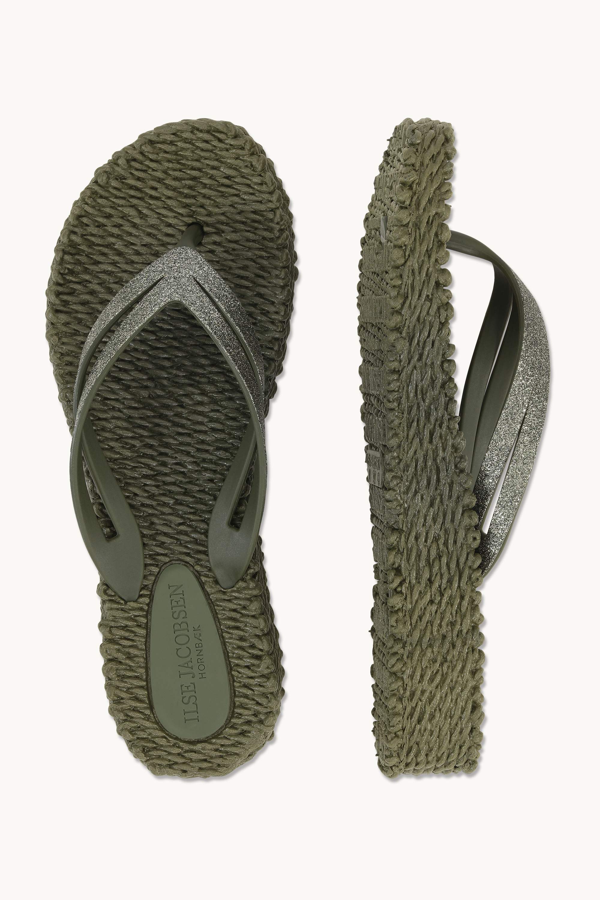 Platform Flip-flops Glitter - Army