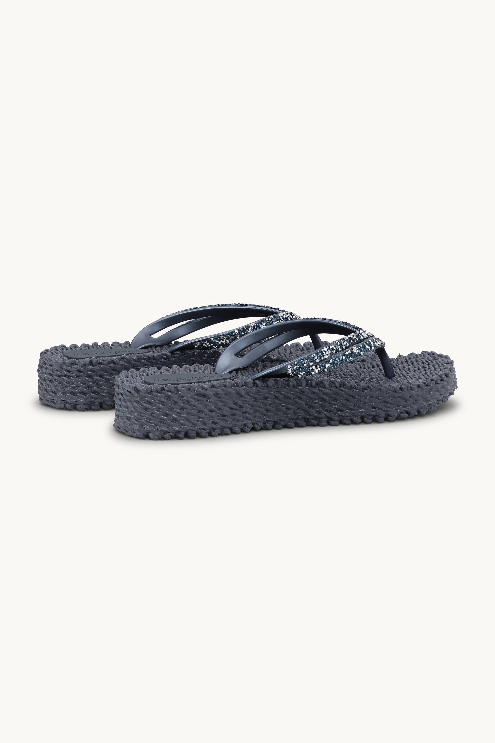 Chanclas con Plataforma Piedras Brillantes - Ombre Blue