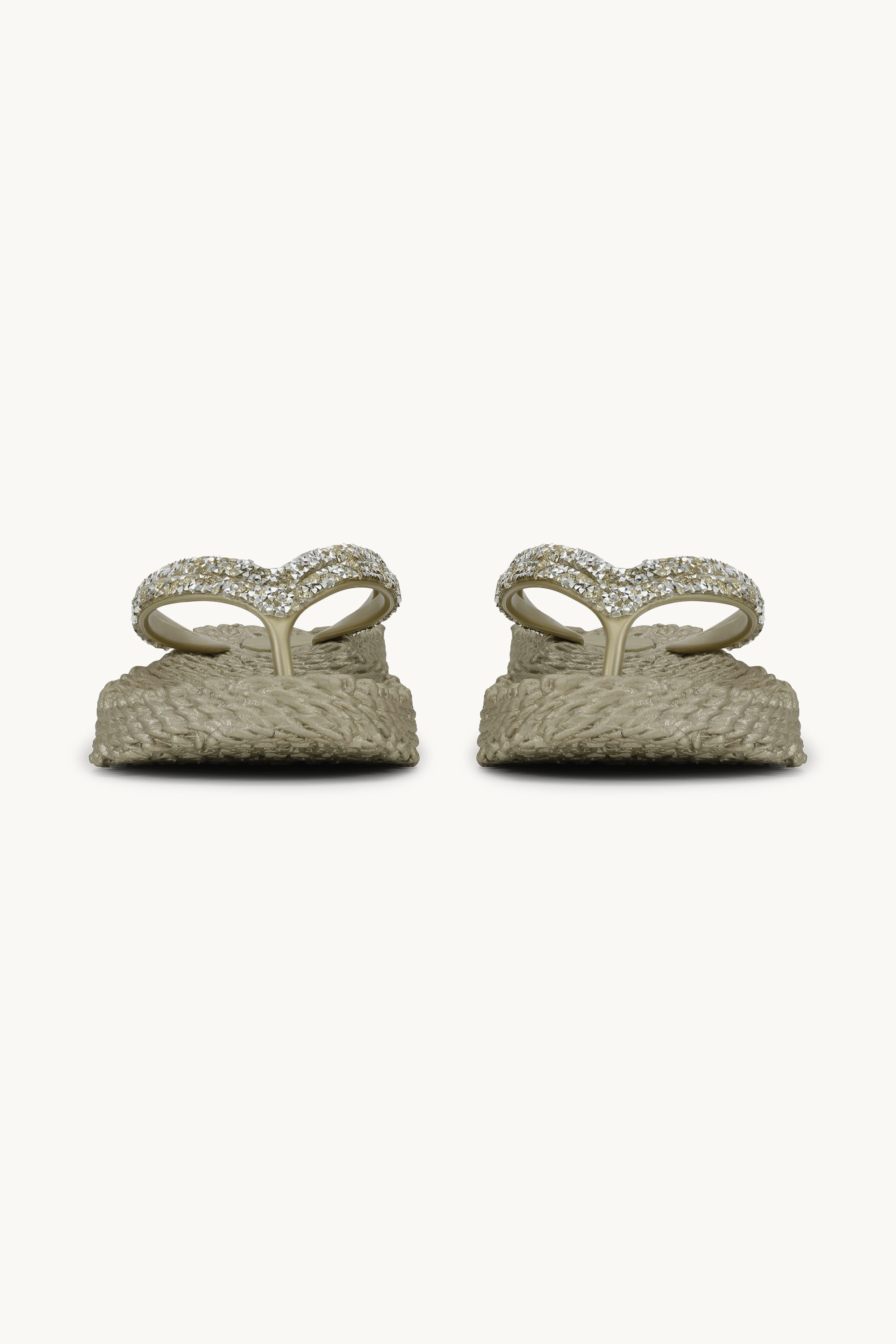 Platform Flip-flops Glitter Stones - Platin
