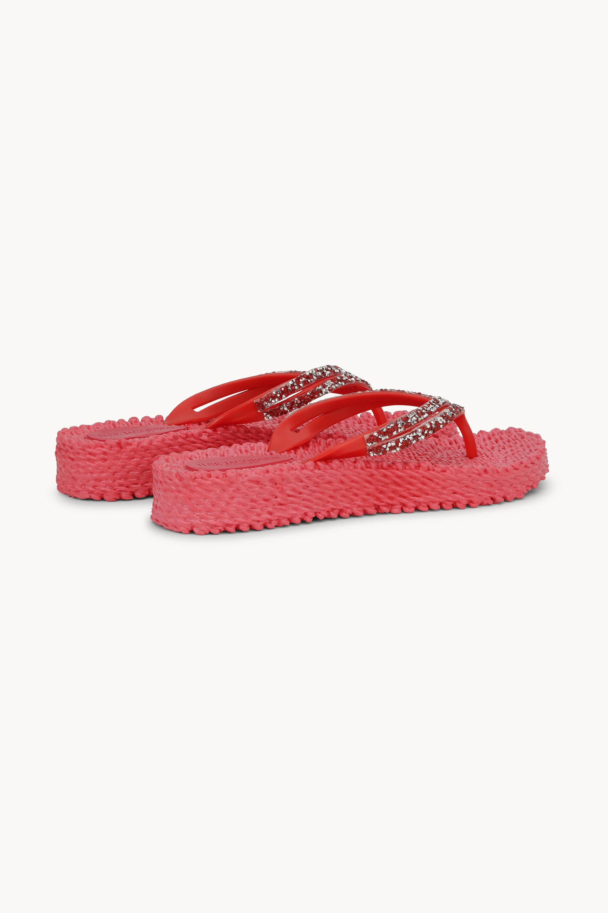 Platform Flip-flops Glitter Stones - Raspberry