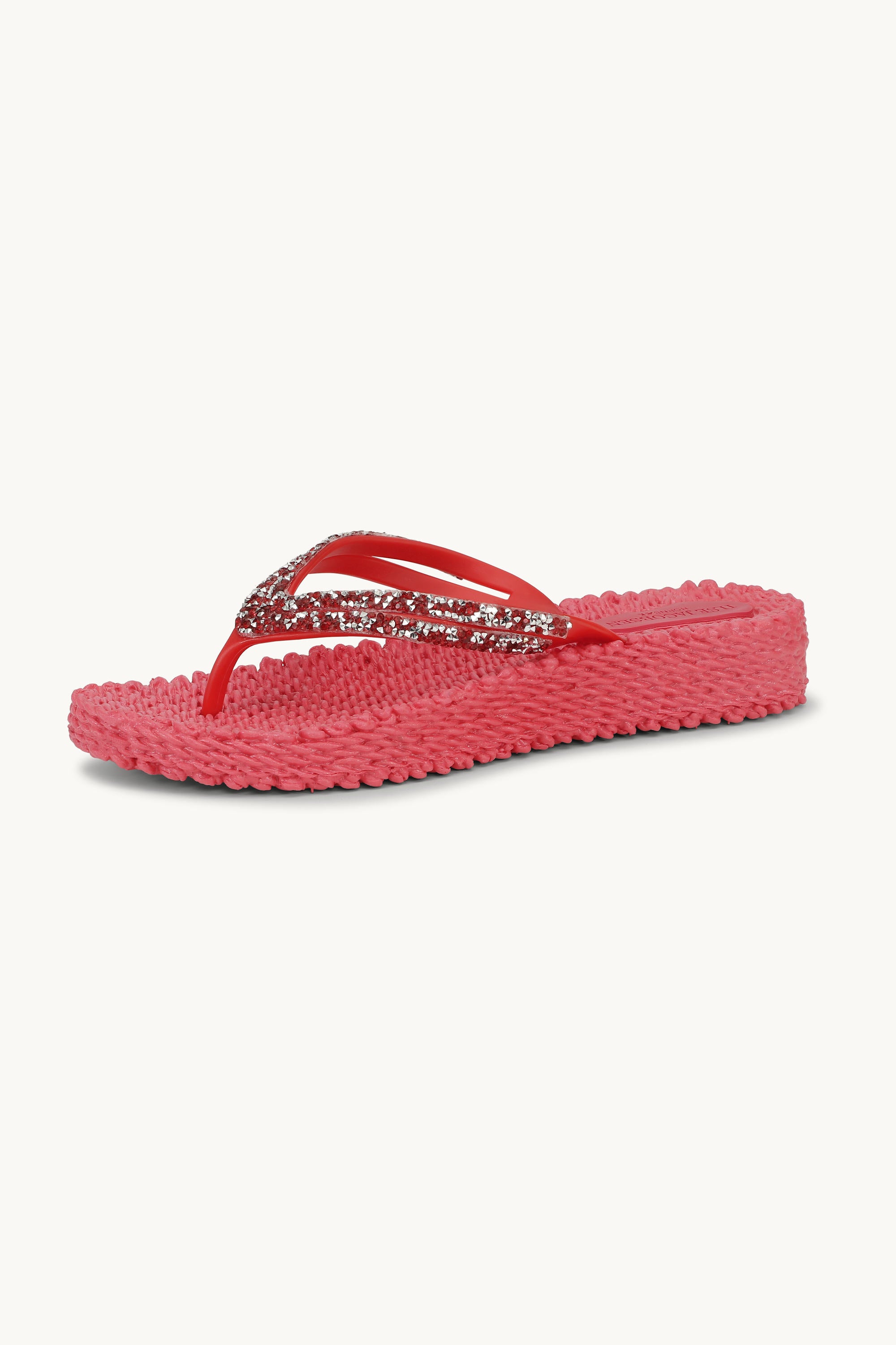 Platform Flip-flops Glitter Stones - Raspberry