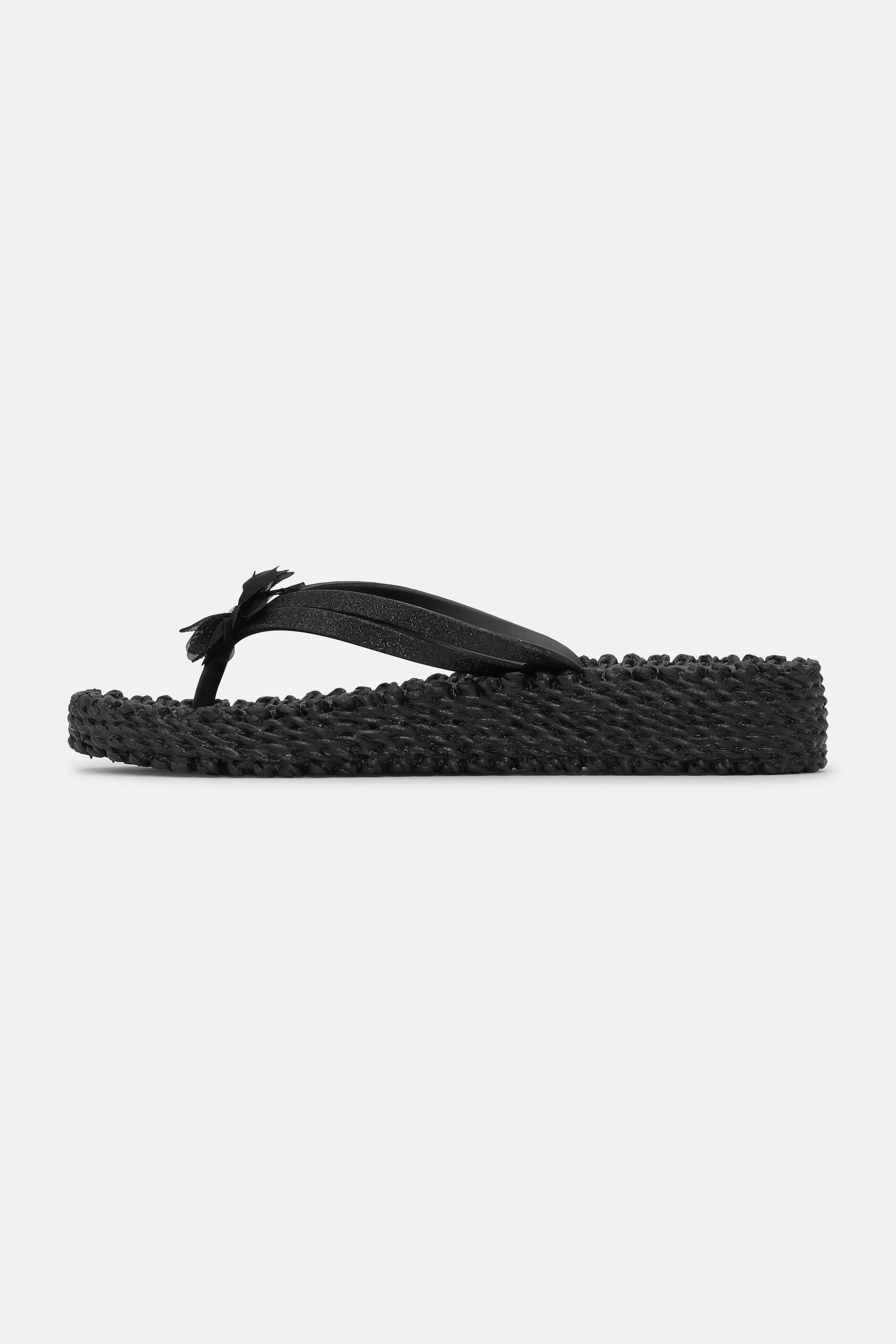 Flip Flops with Flower - Black