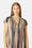 Vestido Largo de Manga Corta Pintuck - Beige Organic Stripe