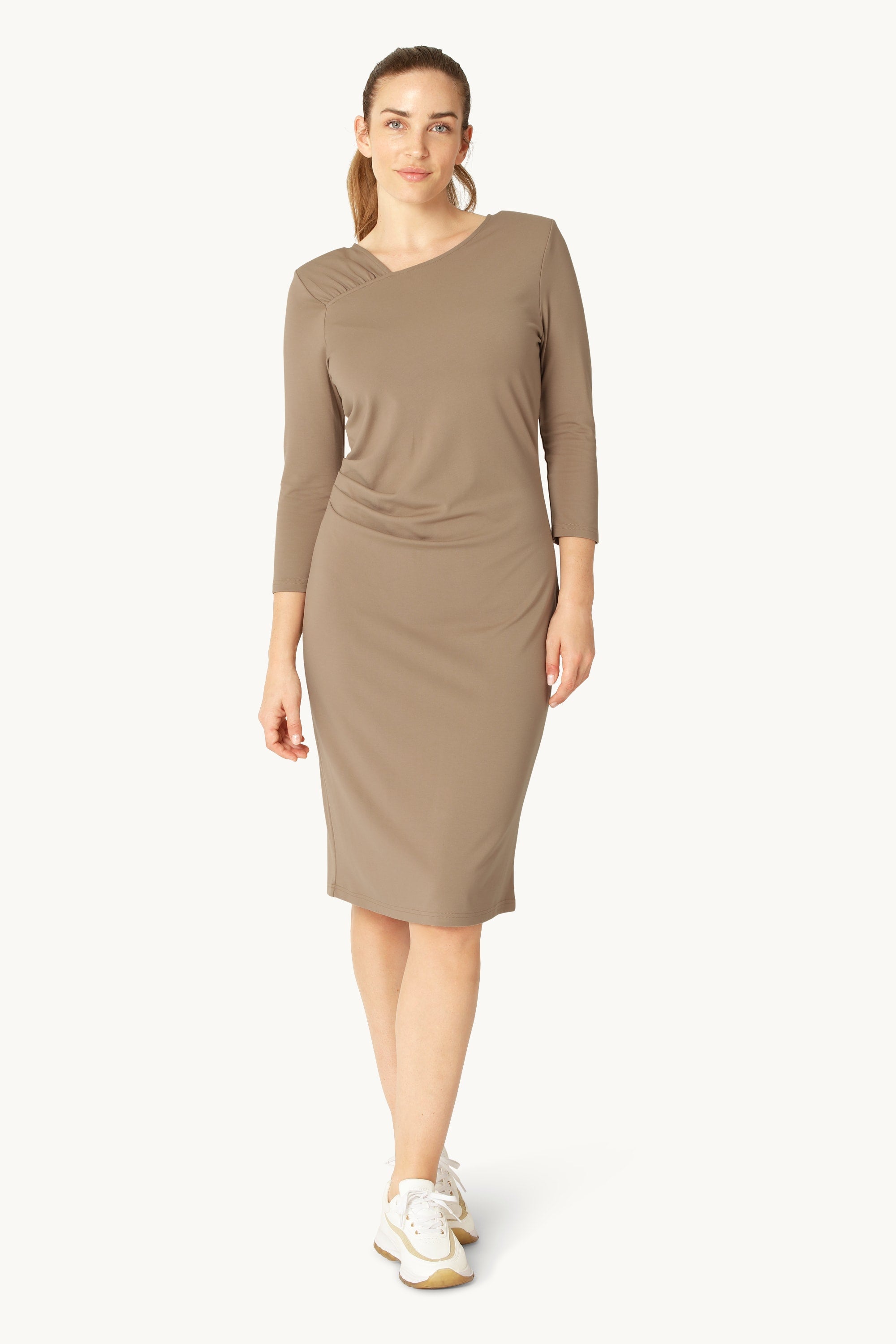 Dress With Pleats - Greige