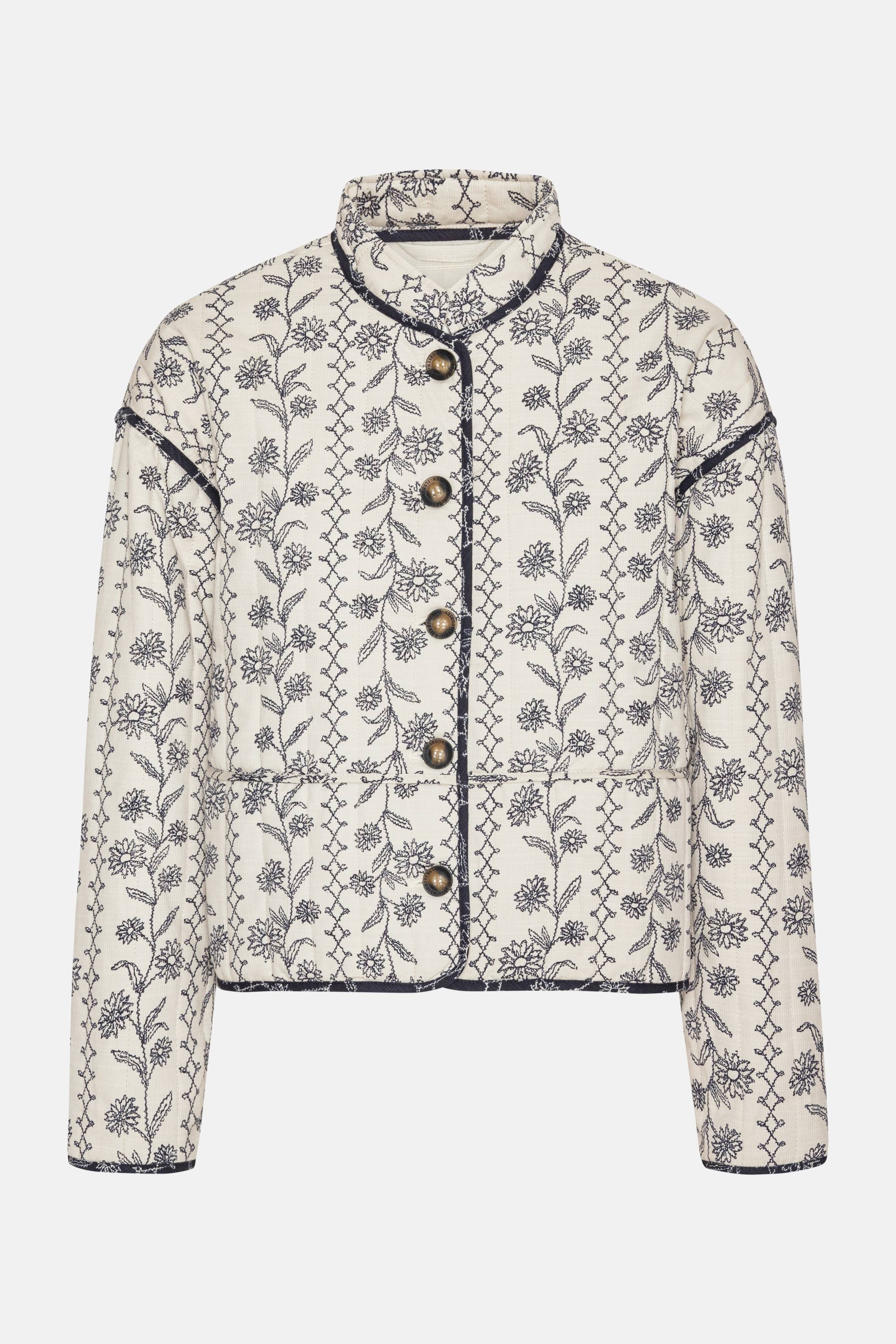 Short Padded Jacket - White Wildflower
