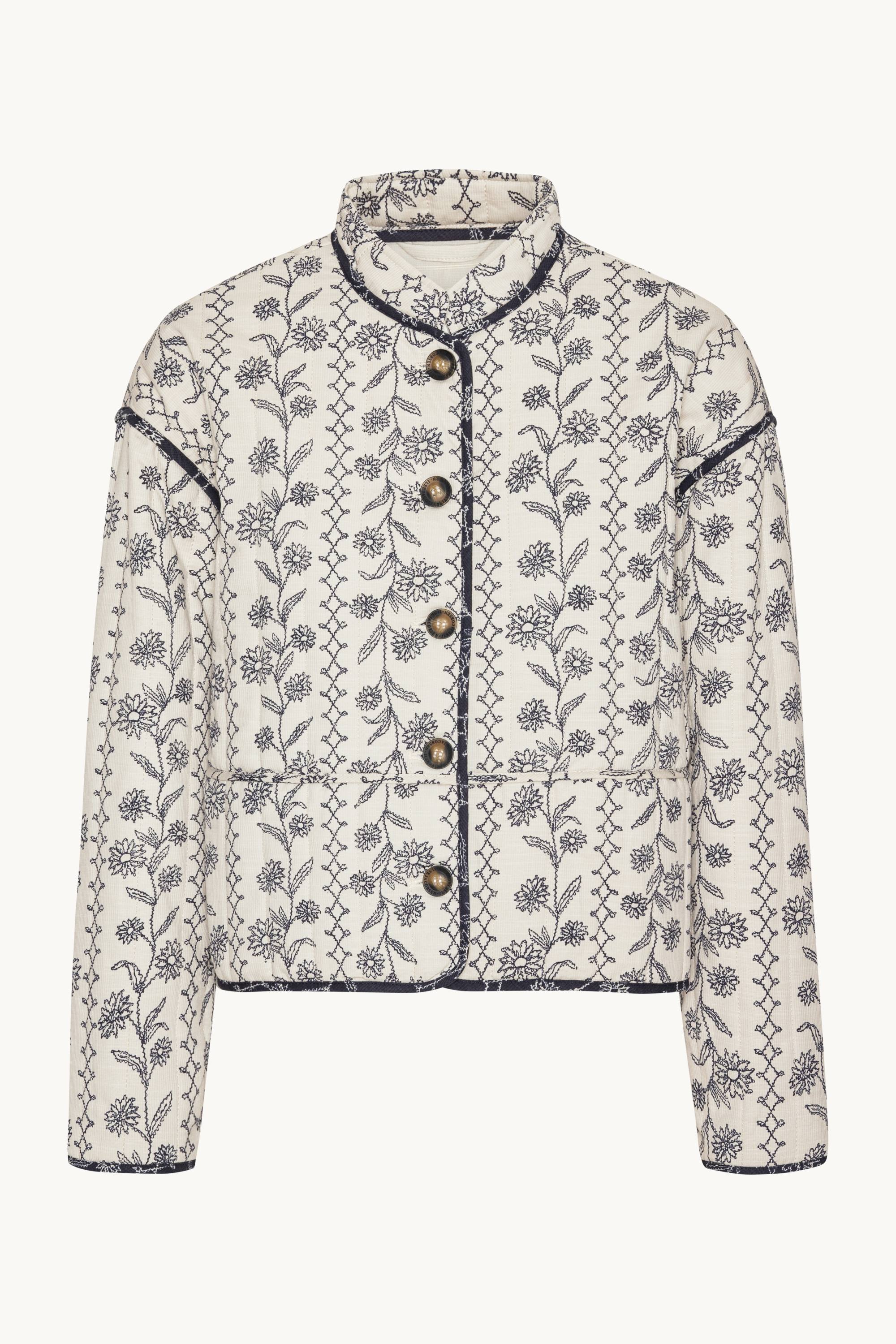 Short Padded Jacket - White Wildflower