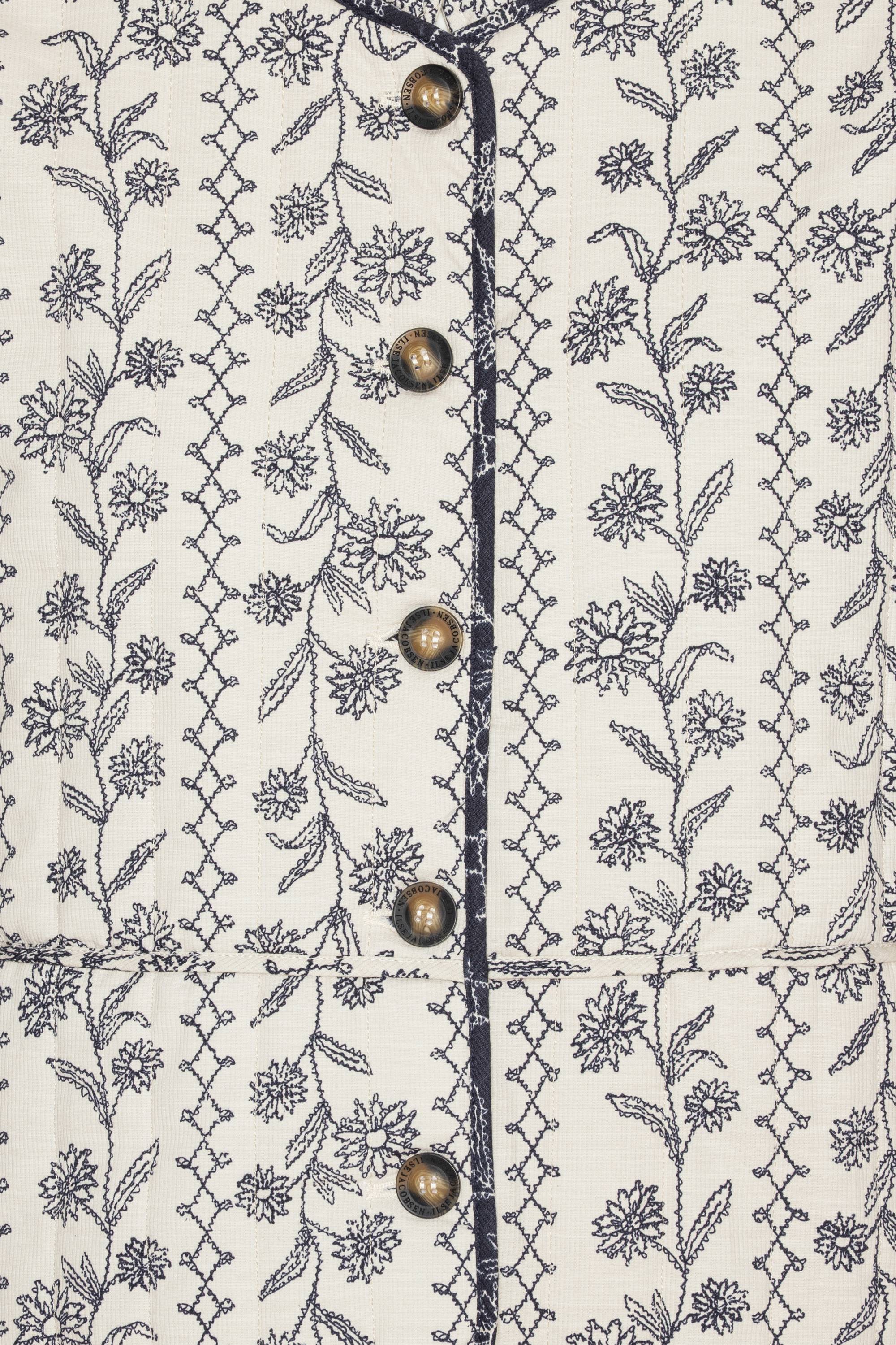 Short Padded Jacket - White Wildflower