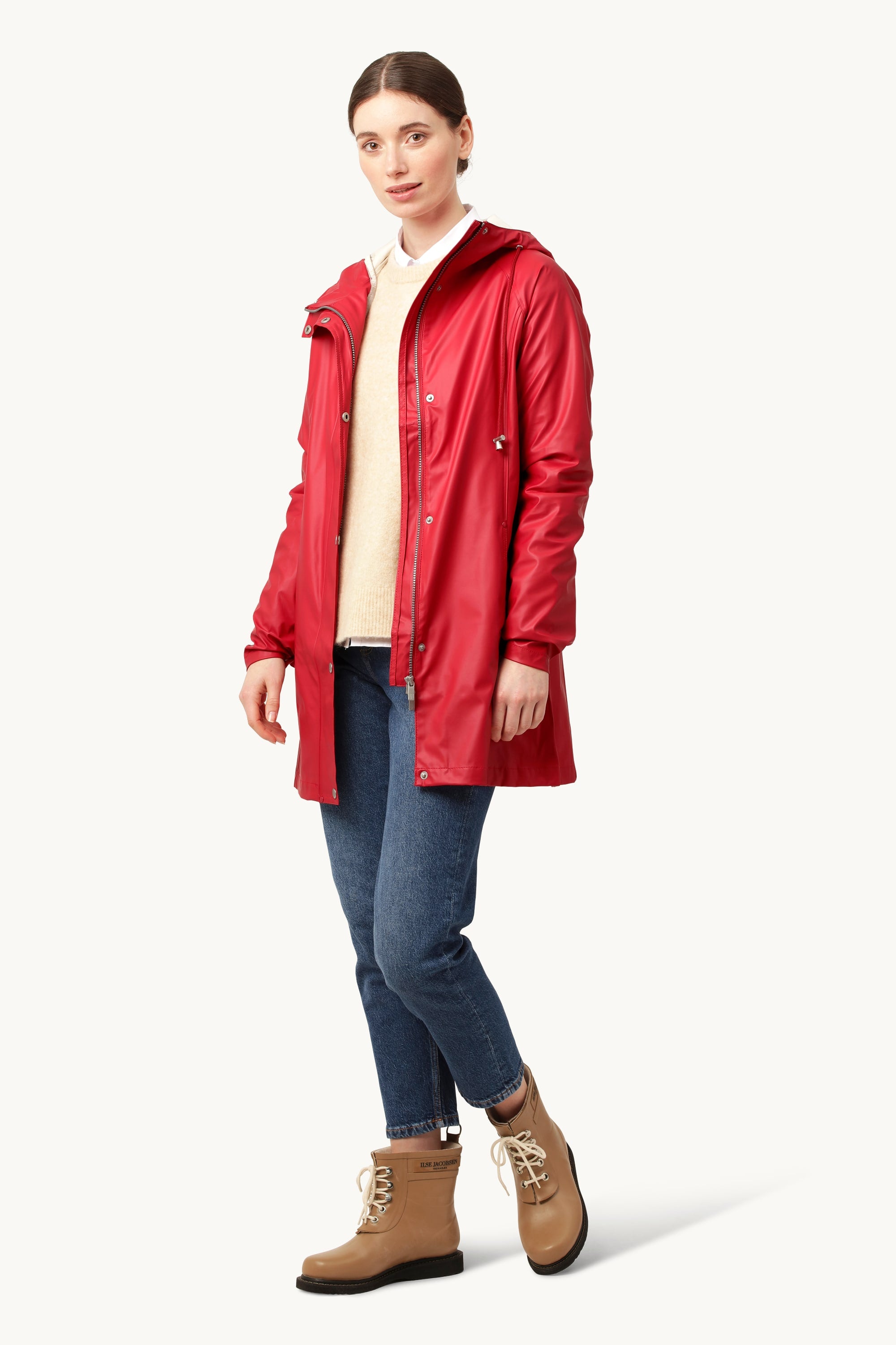 Short Raincoat - Deep Red