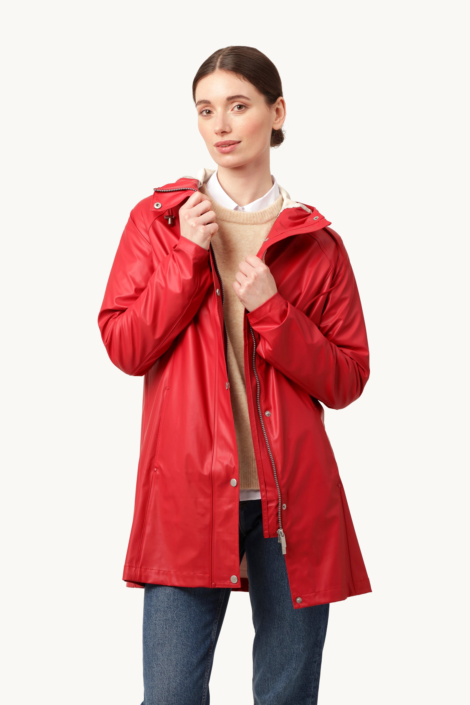 Short Raincoat - Deep Red