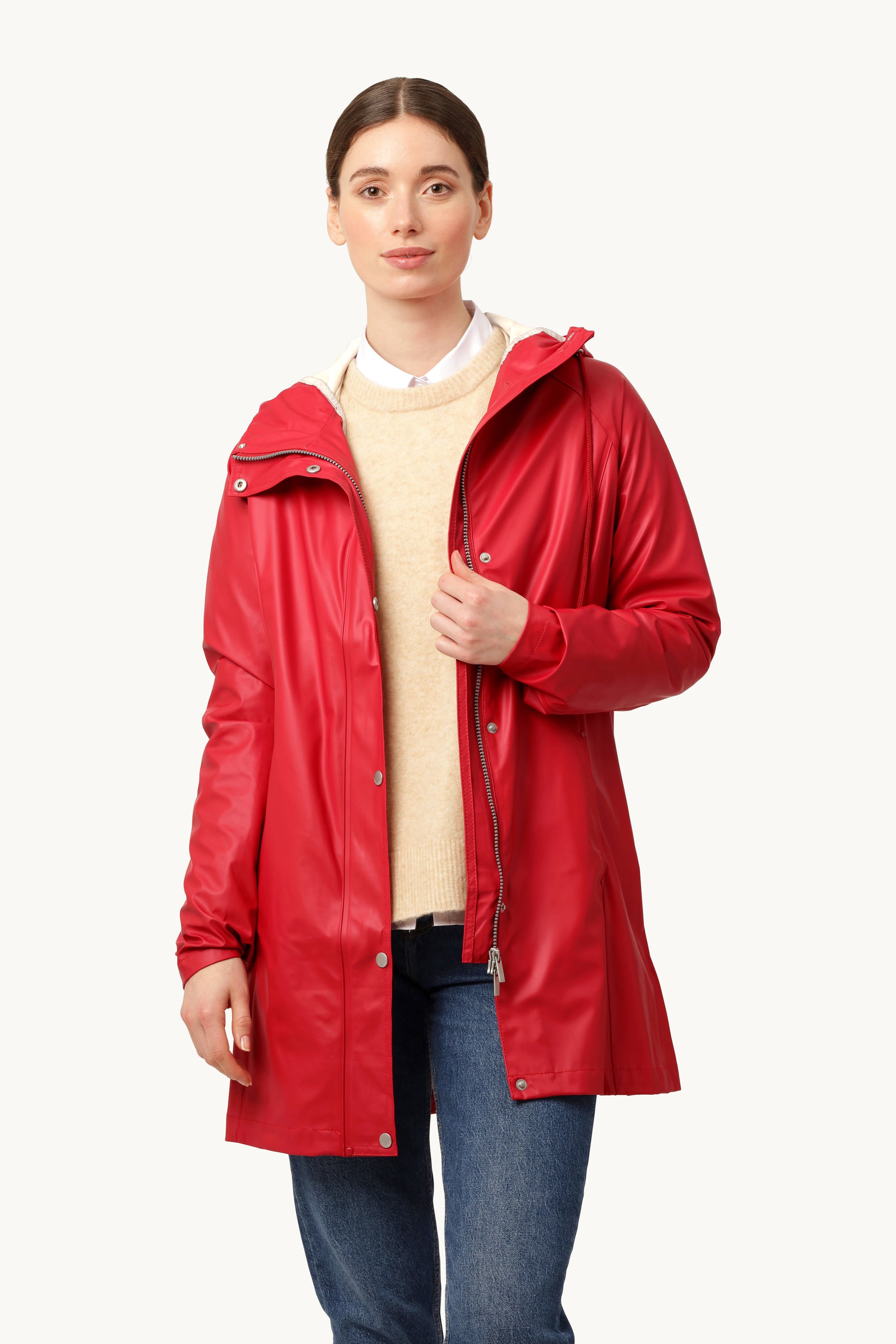 Short Raincoat - Deep Red