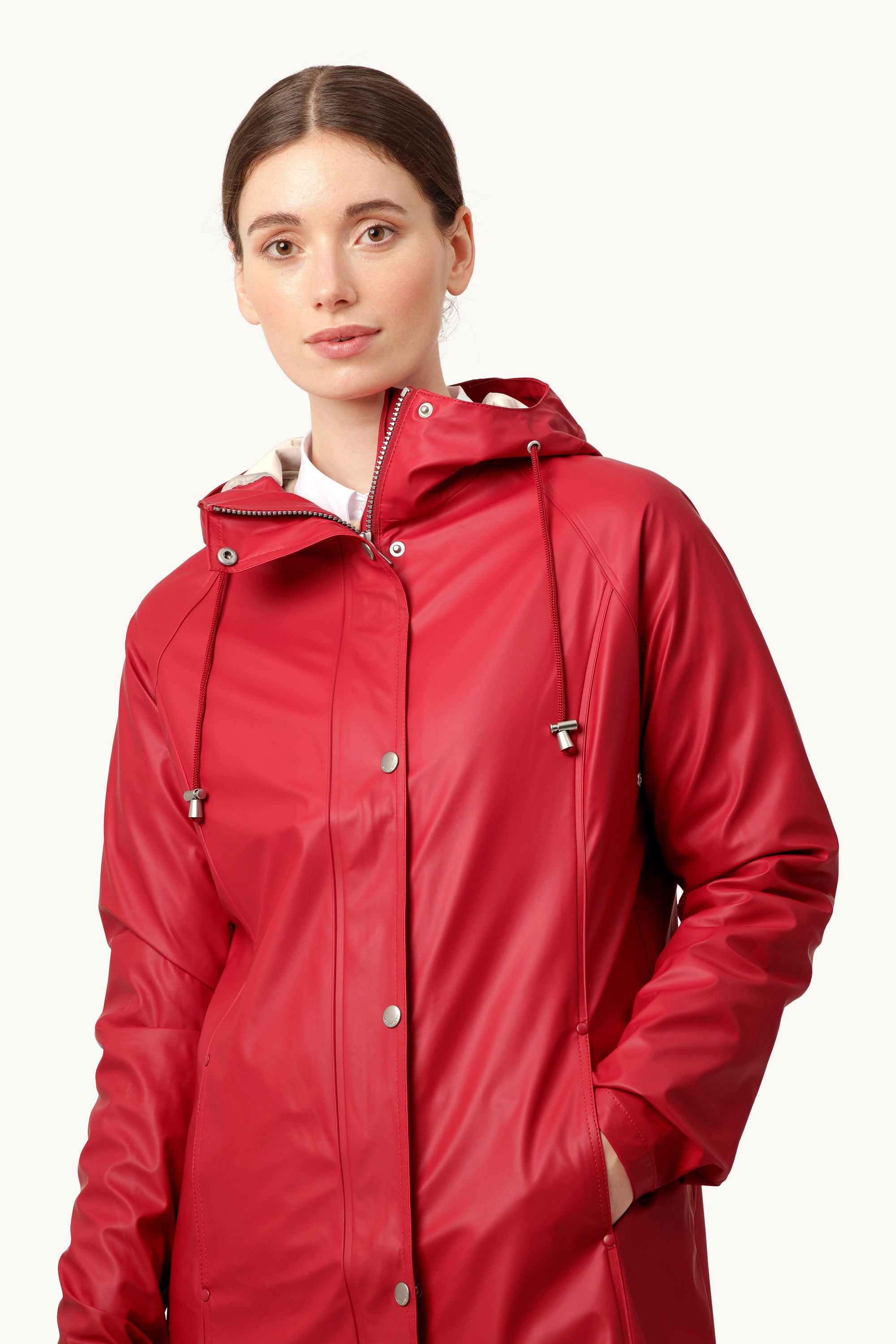 Short Raincoat - Deep Red