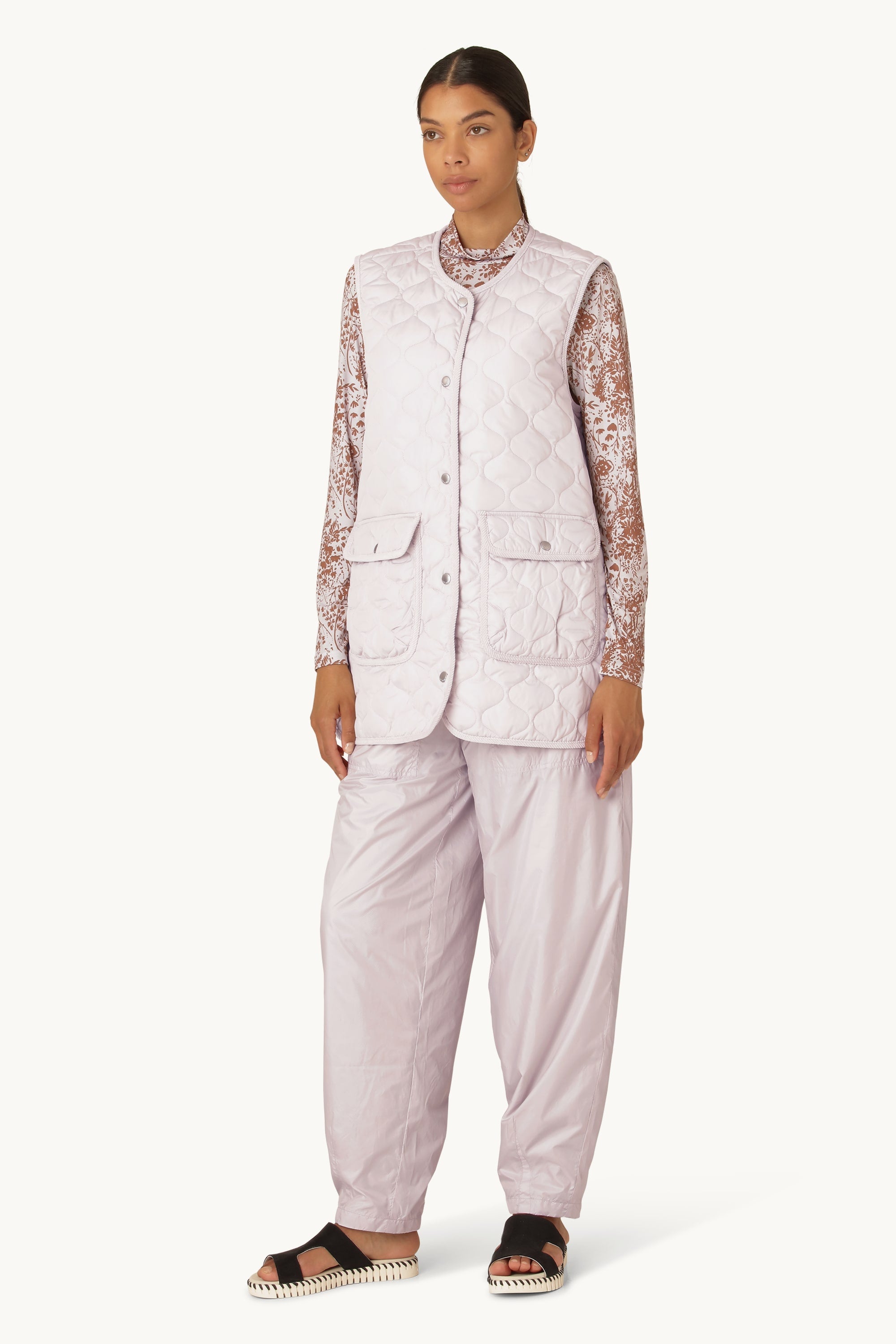 Chaleco largo Quilt - Hormigón