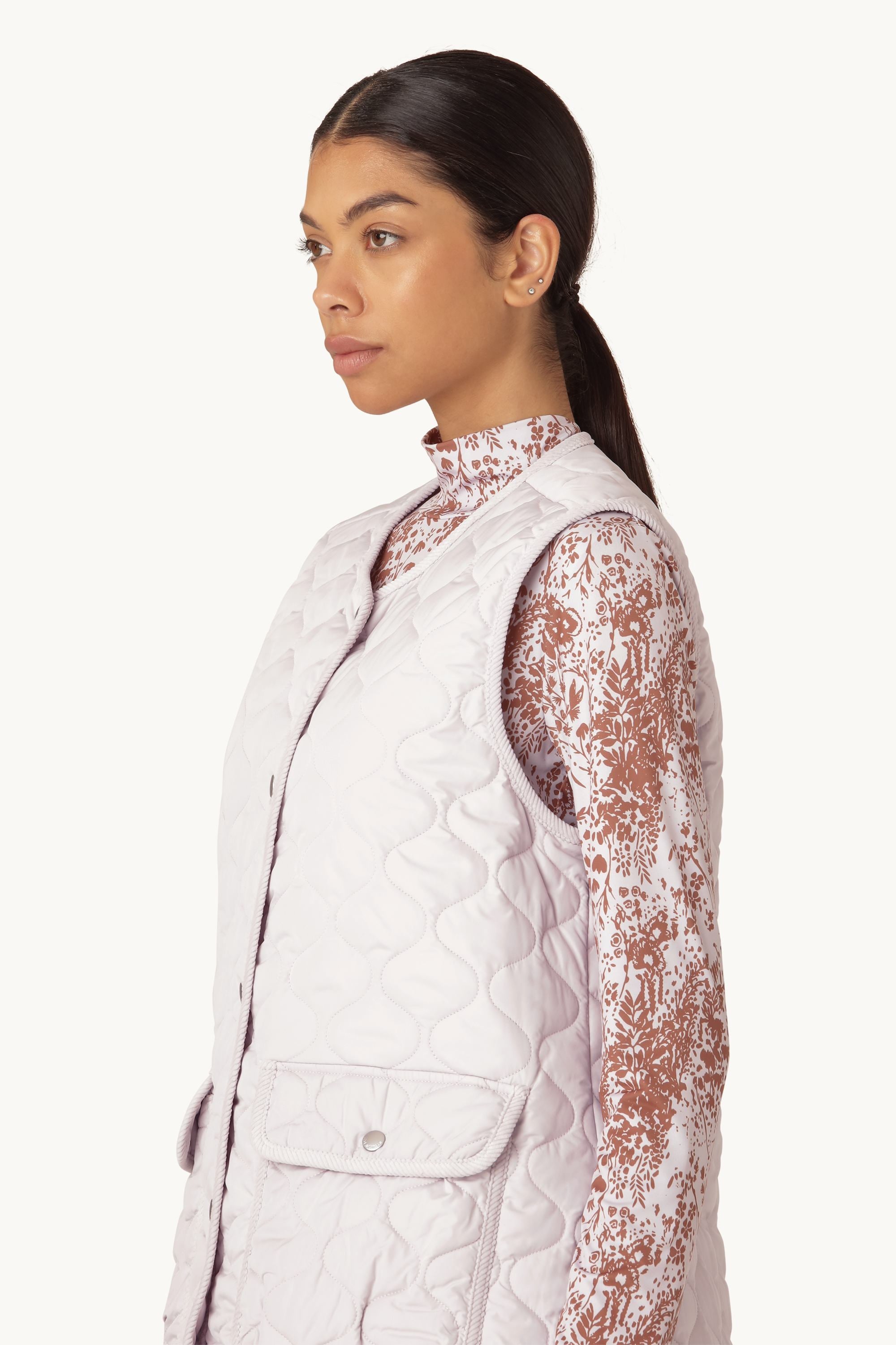 Chaleco largo Quilt - Hormigón