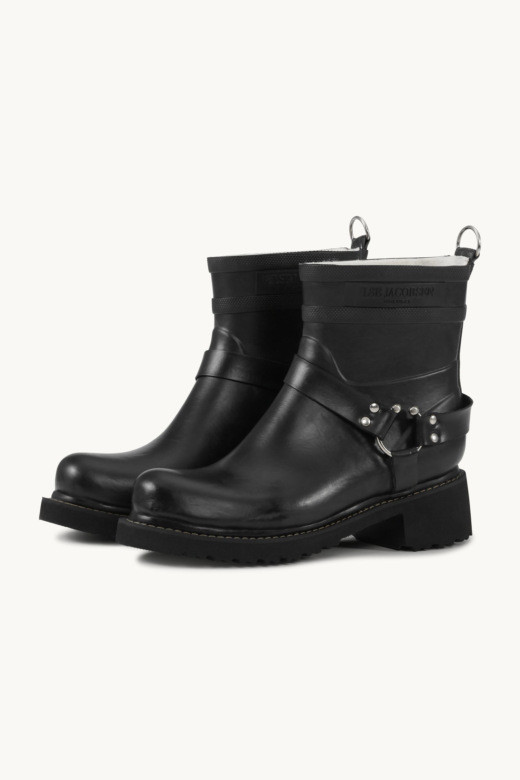 Short Biker Rubber Boots - Black Black