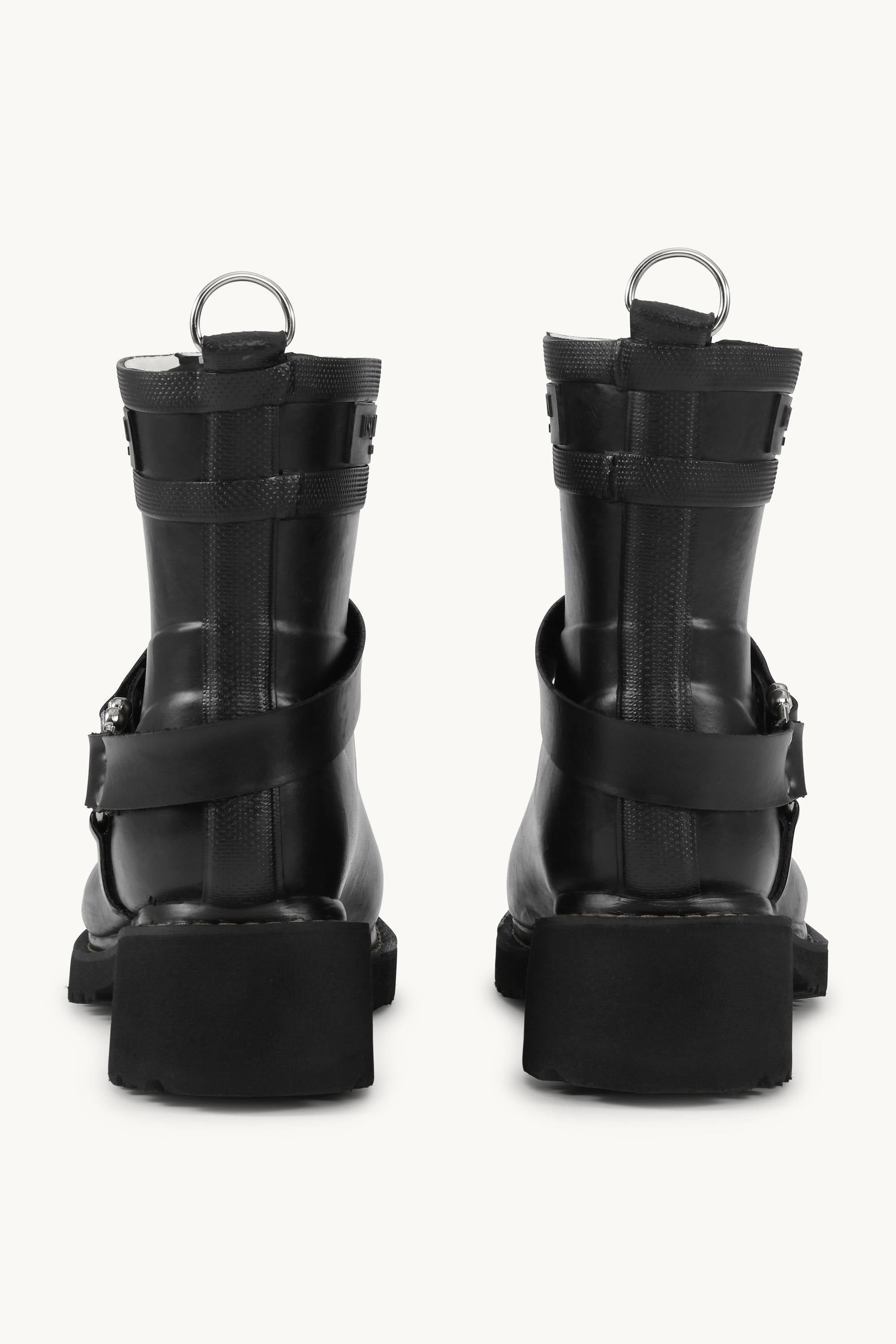 Short Biker Rubber Boots - Black Black