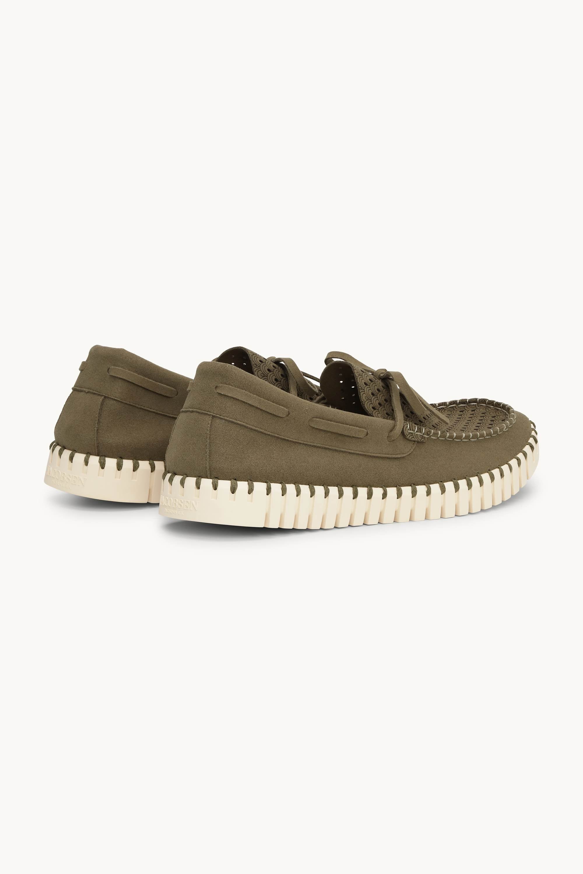 Tulip Sailor Shoe for Men - Deep Olive Pearled Ivory