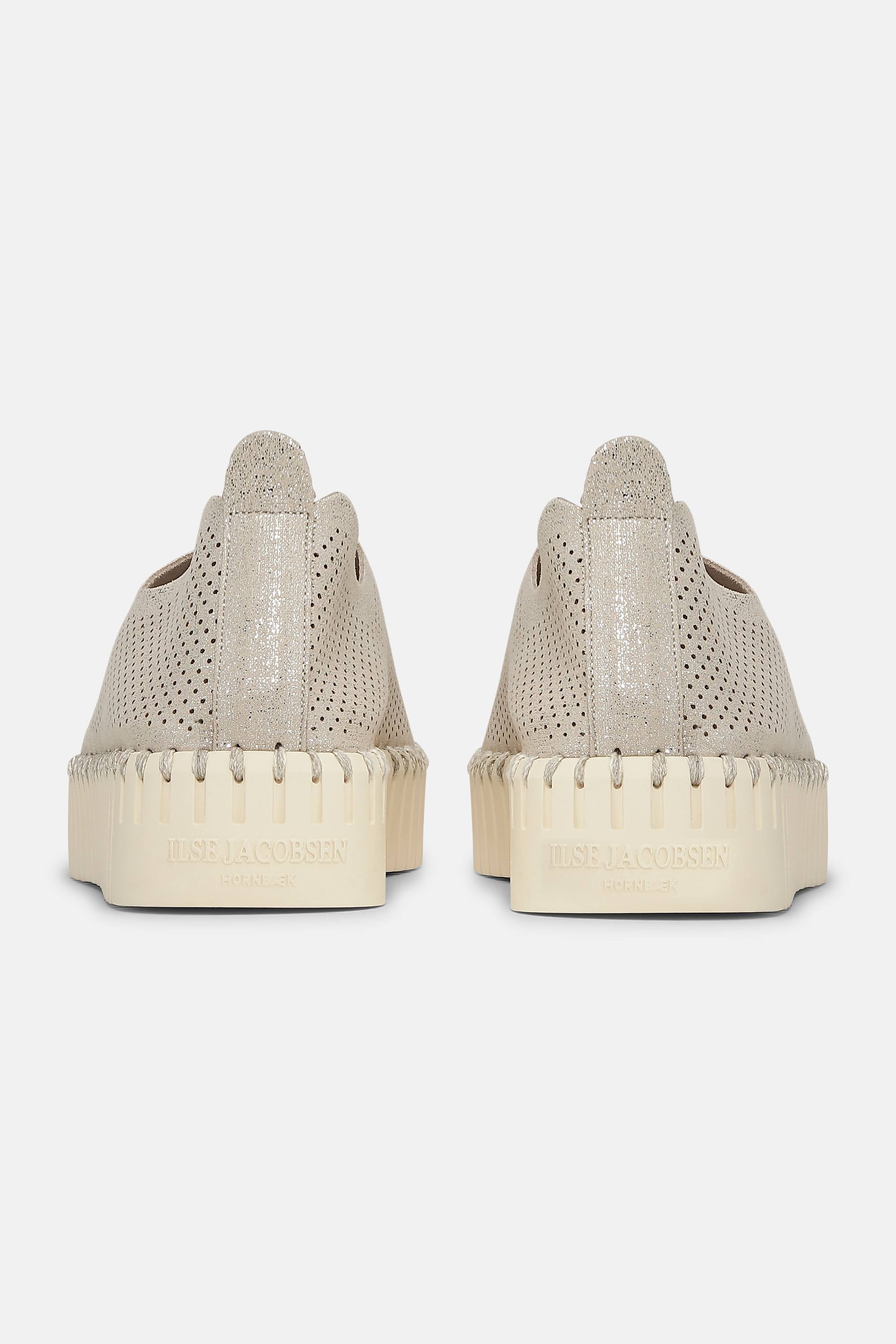 Platform Tulip Sko Glitter - Silver Pearled Ivory