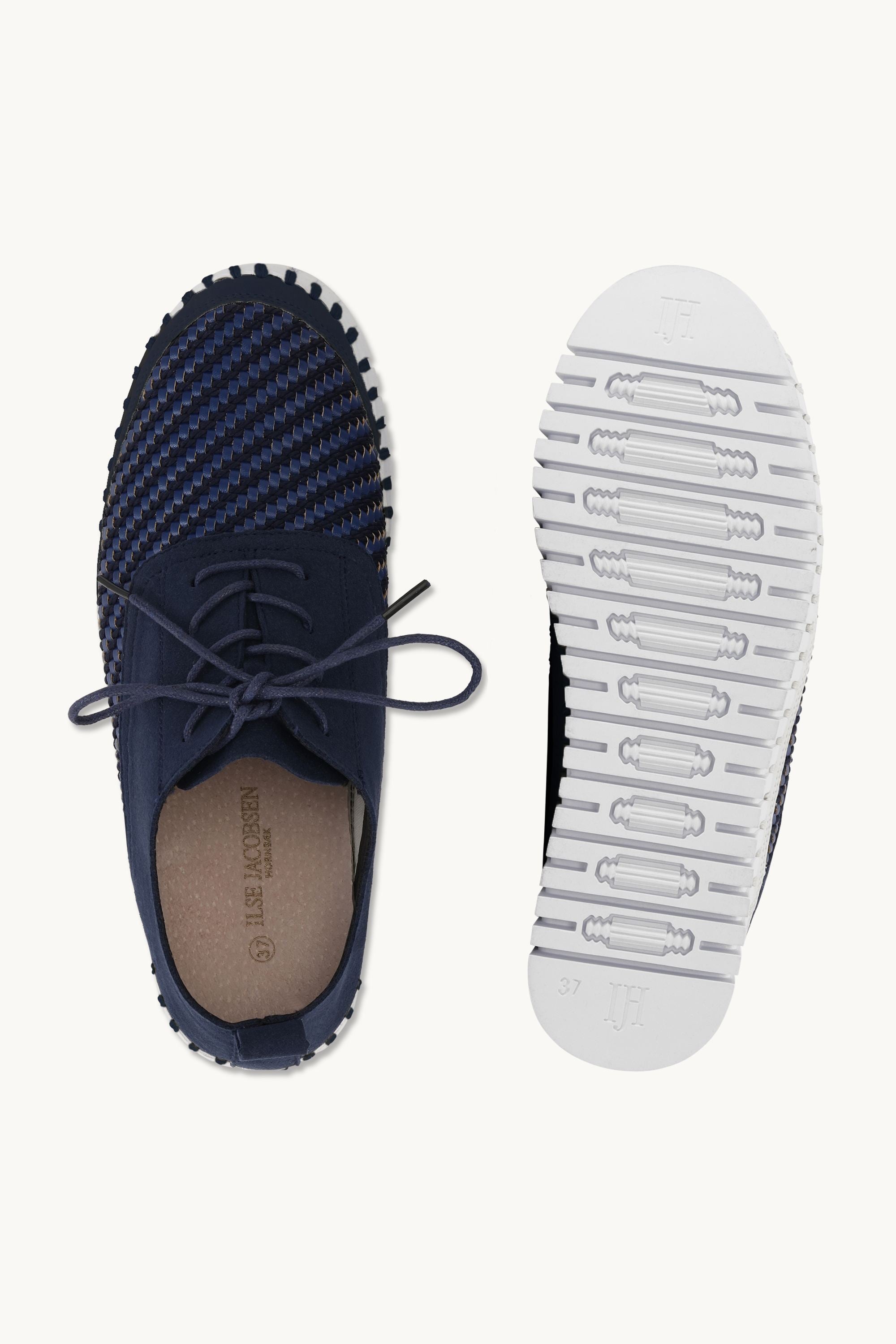 Tulip Flats With Laces - Dark Indigo White