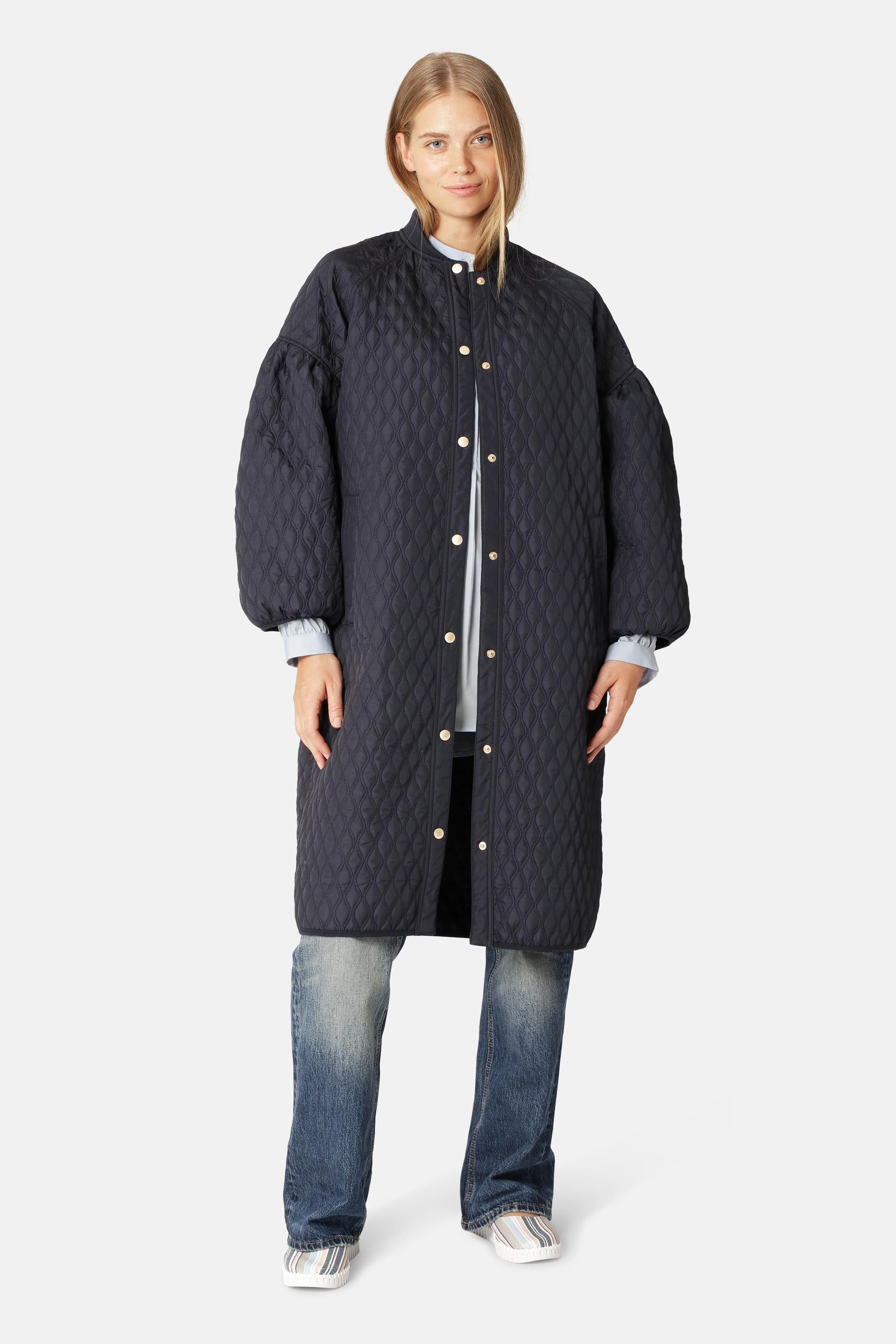 Long Quilt Jacket - Dark Indigo