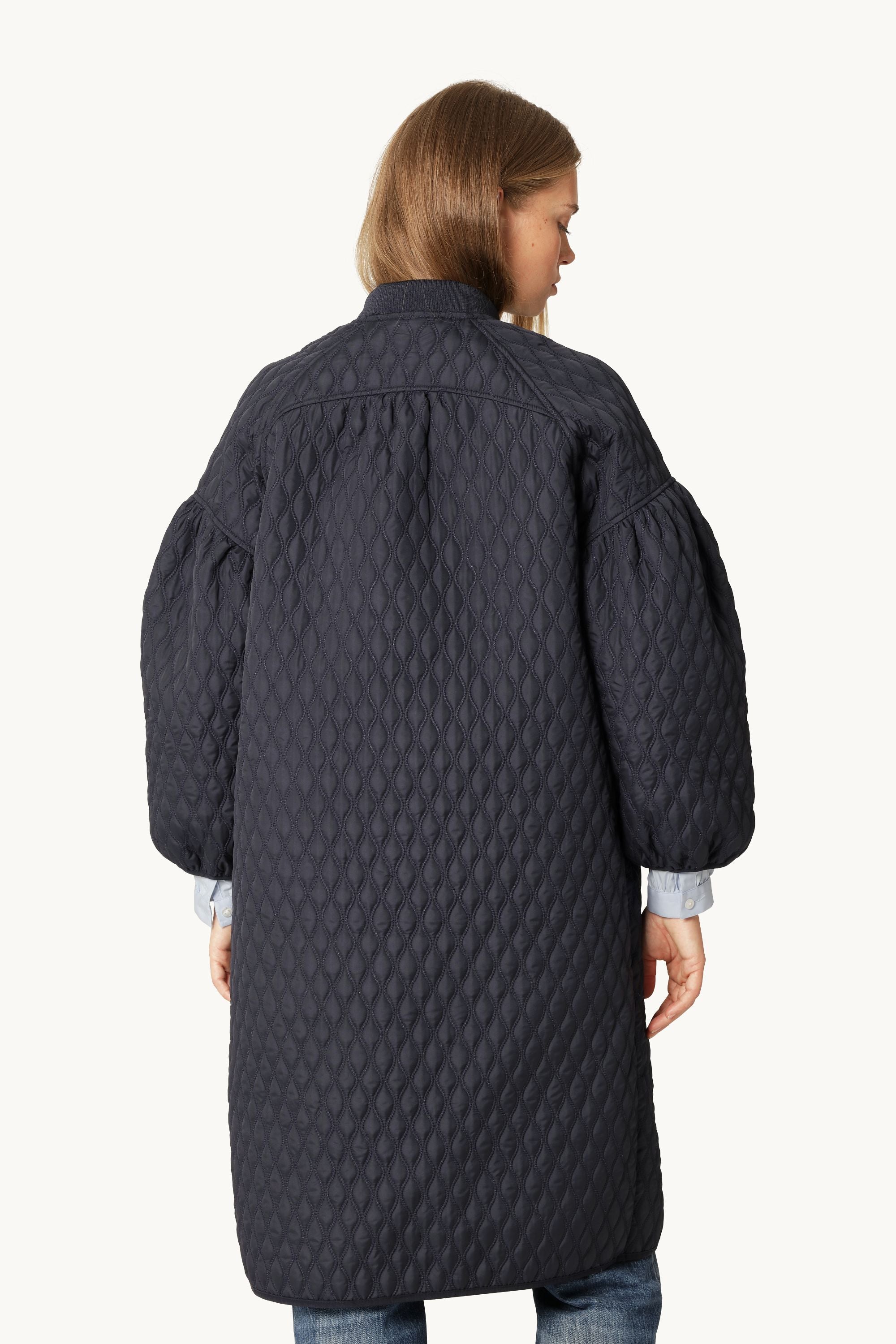 Long Quilt Jacket - Dark Indigo