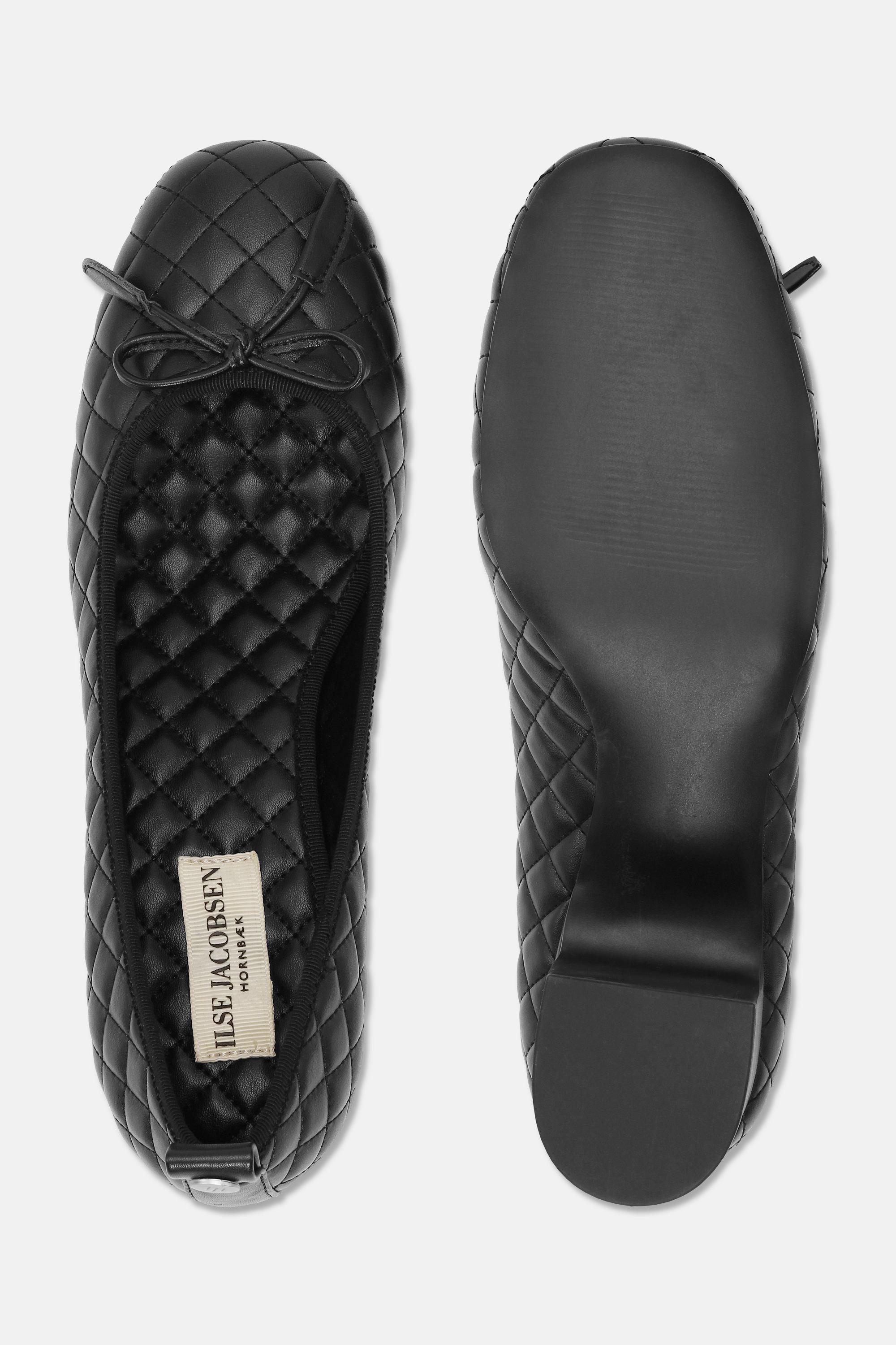 Quilted Ballerina with Heel - Black Black
