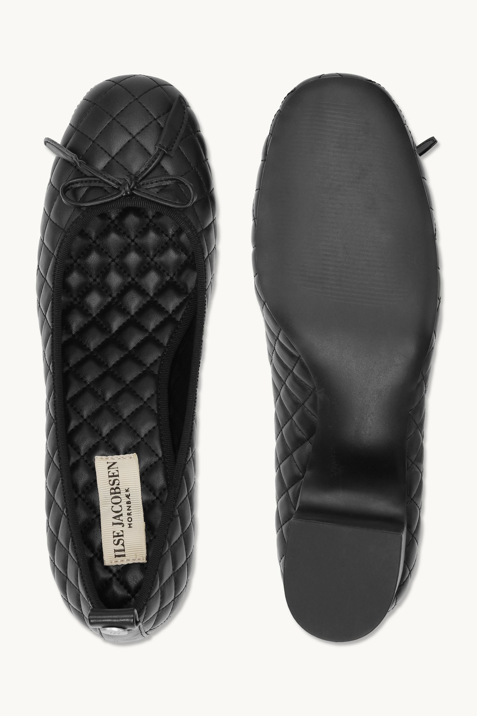 Quilted Ballerina with Heel - Black Black