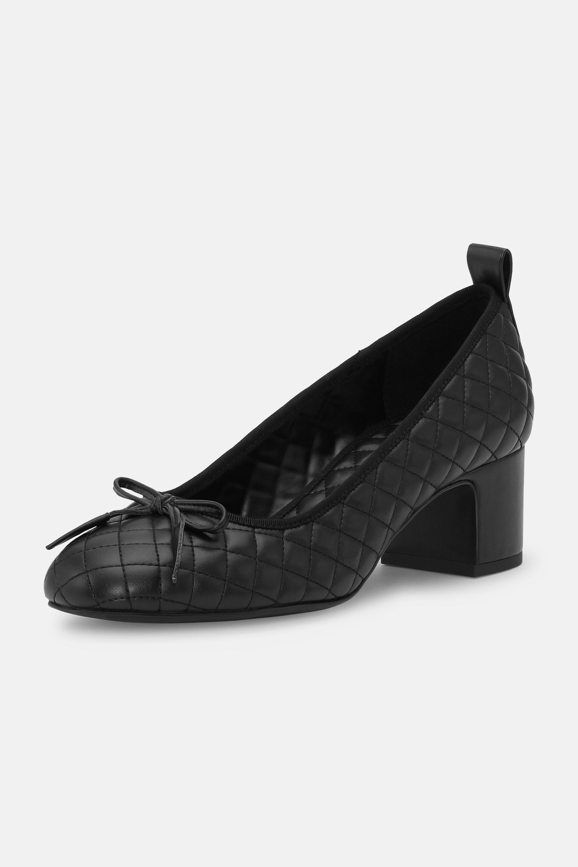 Quilted Ballerina with Heel - Black Black